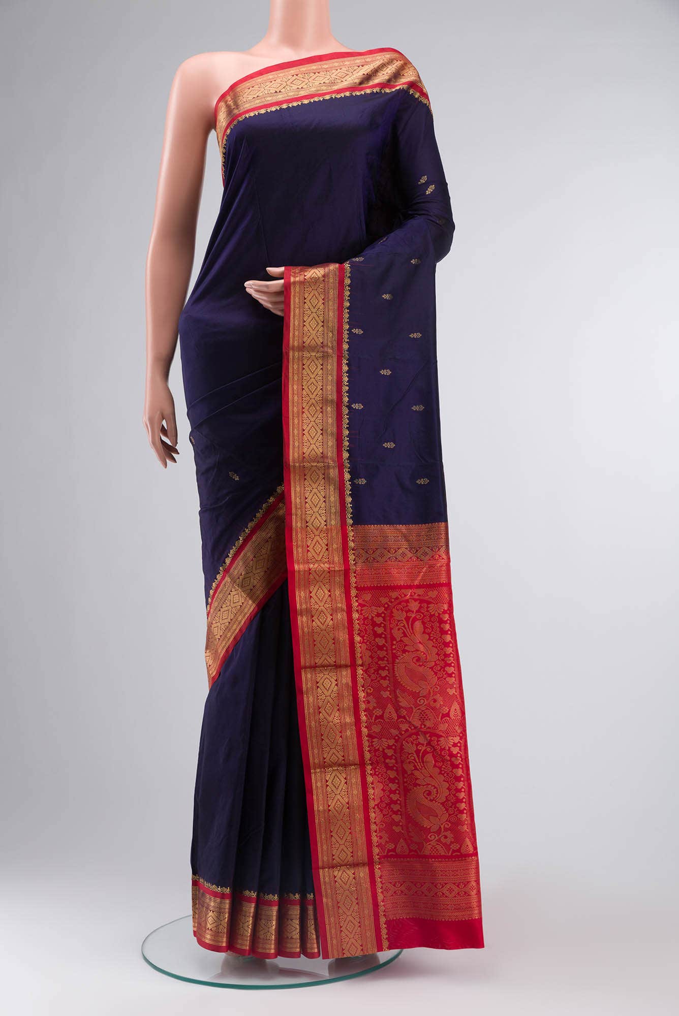 Navy Blue Bangalore Silk Saree