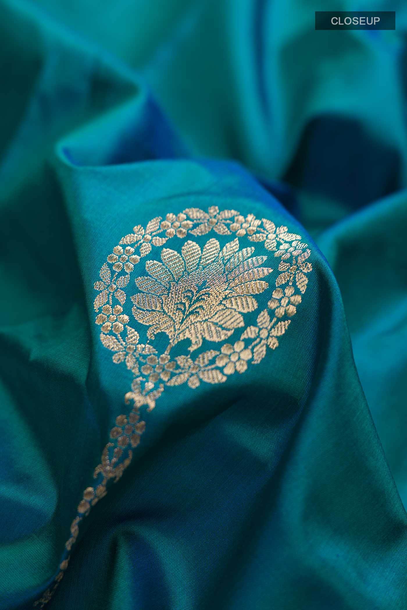 Blue Banarasi Katan Silk Saree