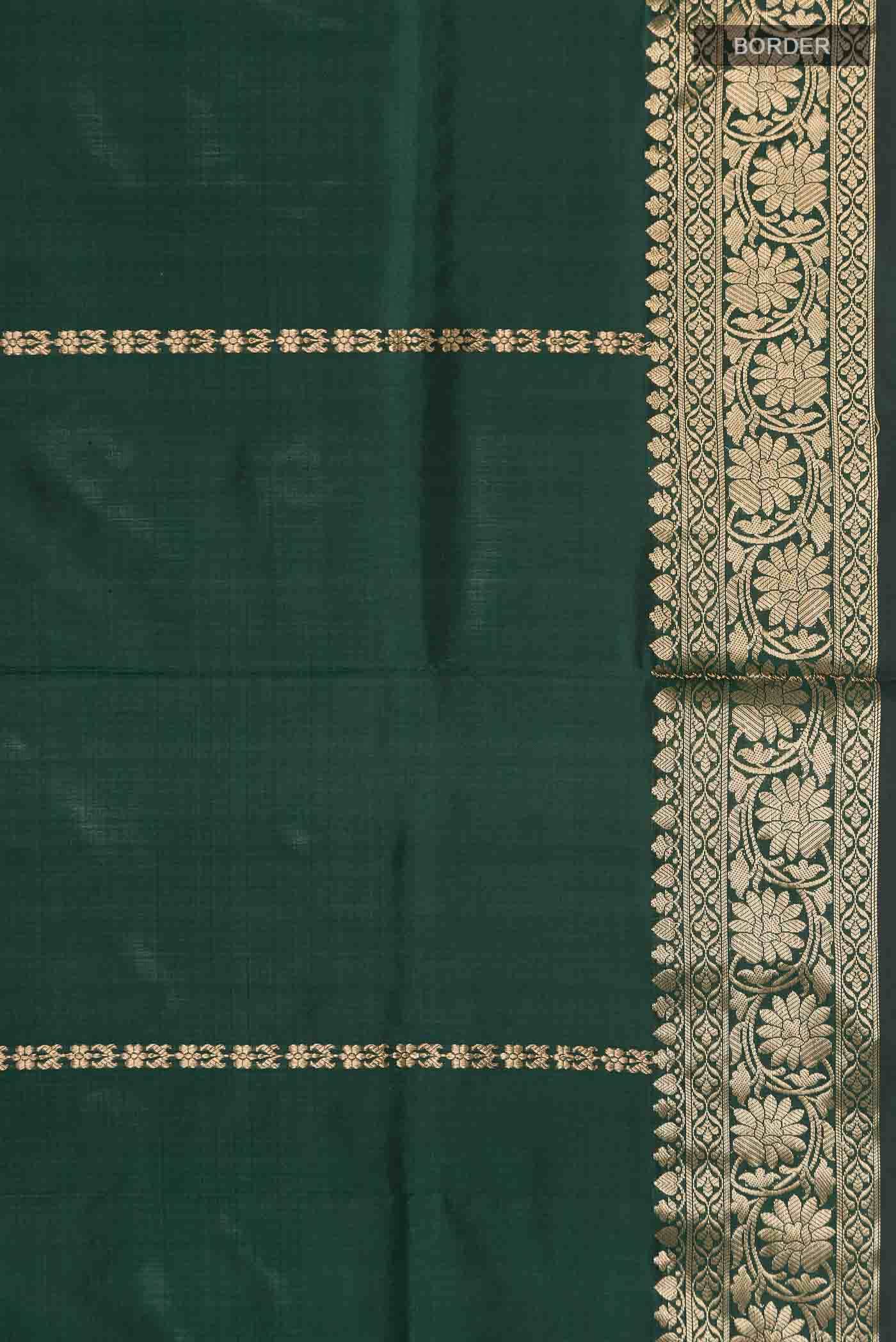 Bottle Green Banarasi Katan Silk Saree