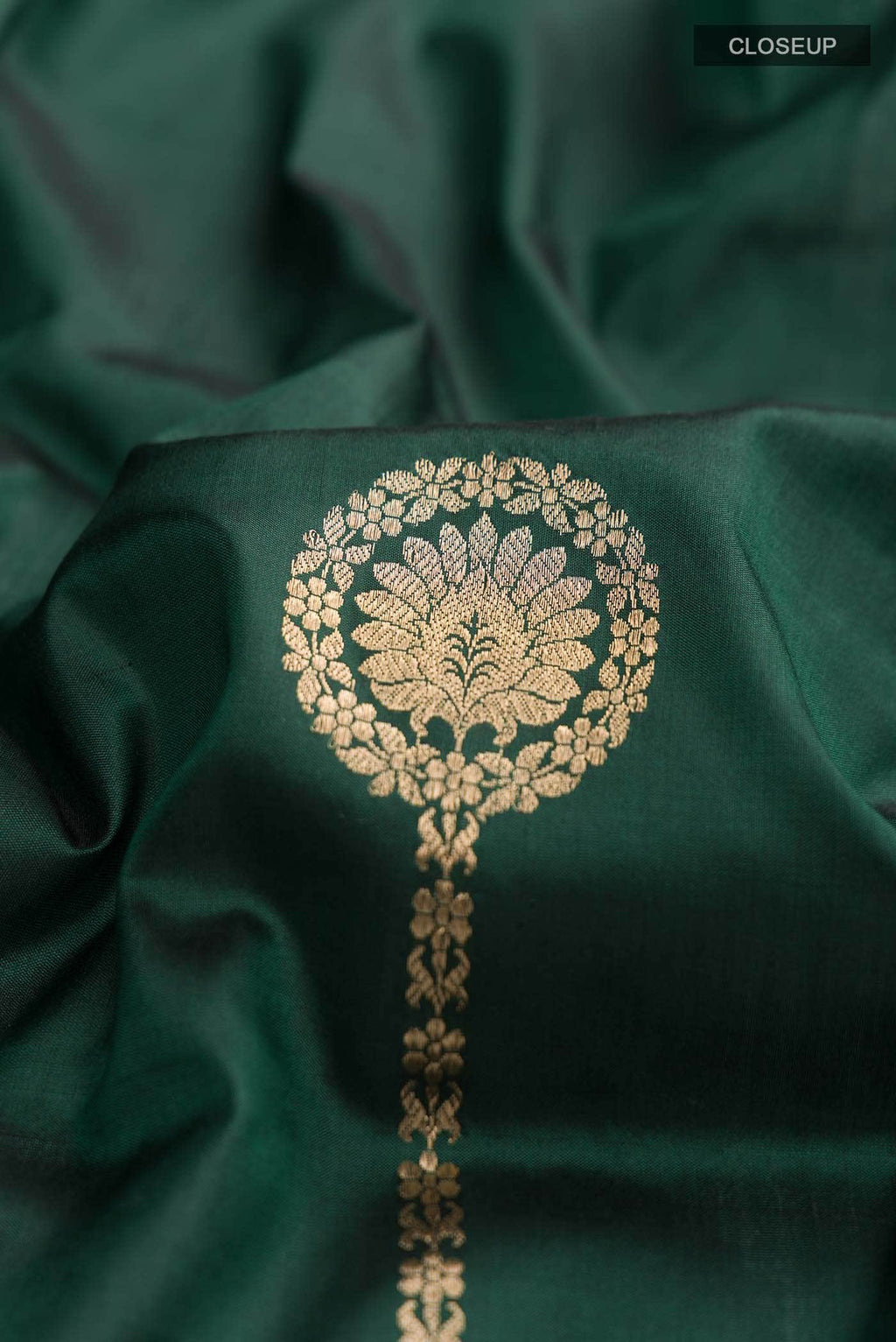 Bottle Green Banarasi Katan Silk Saree