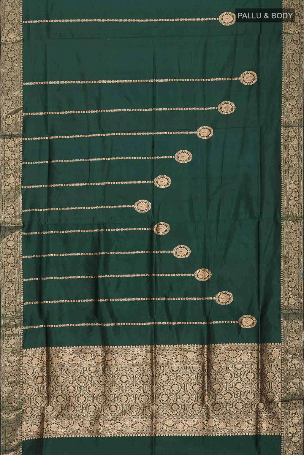 Bottle Green Banarasi Katan Silk Saree