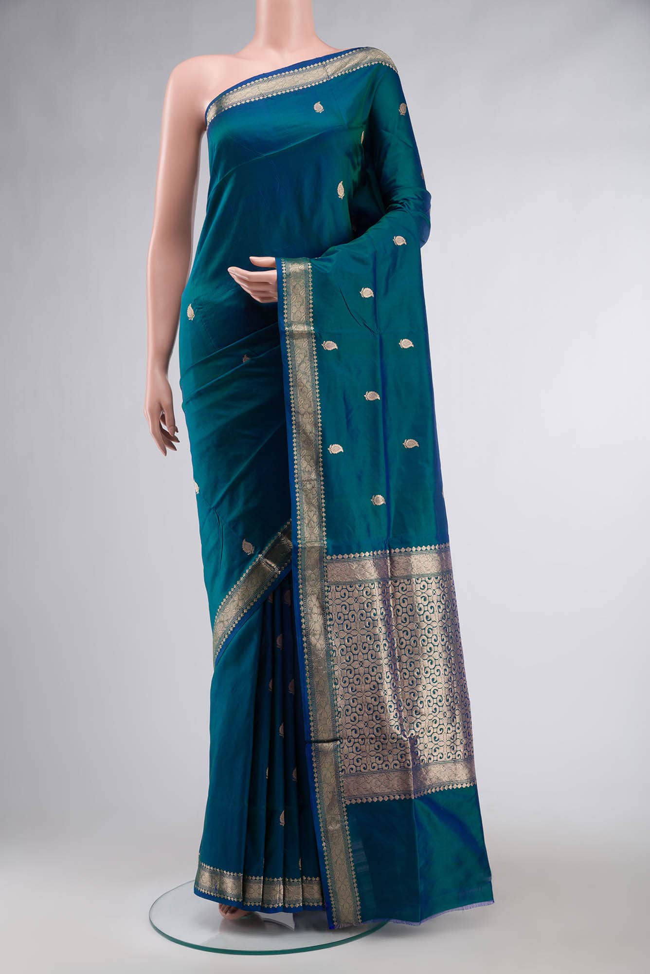 Blue Banarasi Katan Silk Saree