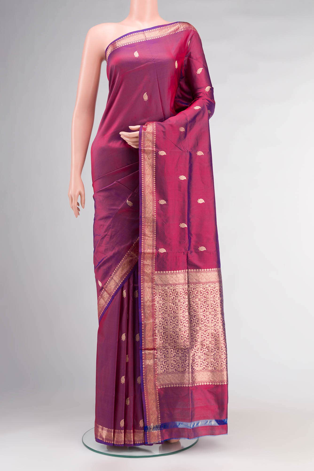 Purple Banarasi Katan Silk Saree
