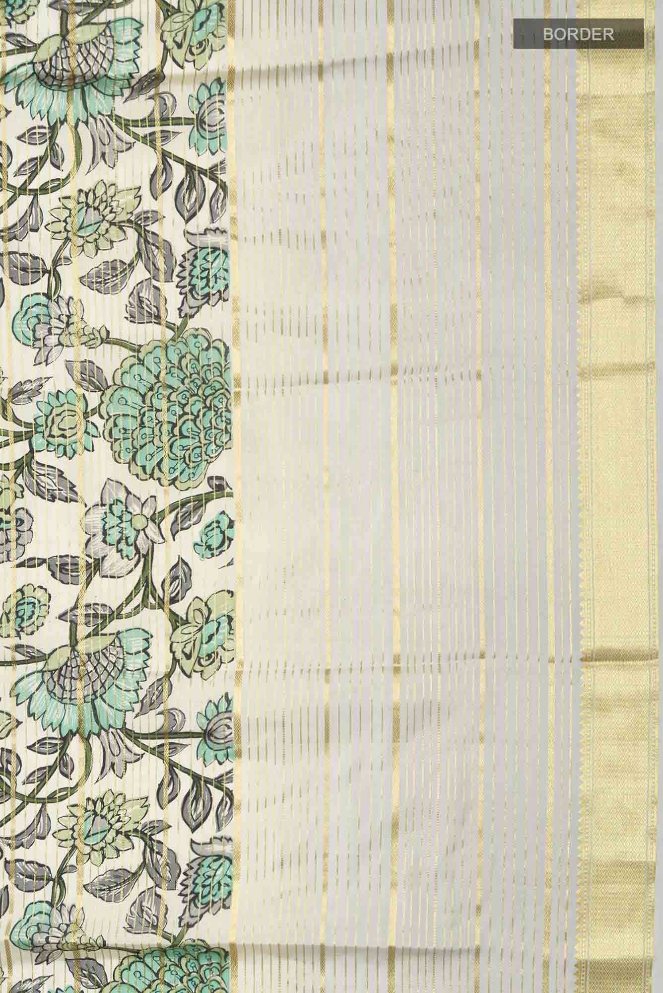 Beige Mysore Crepe Saree