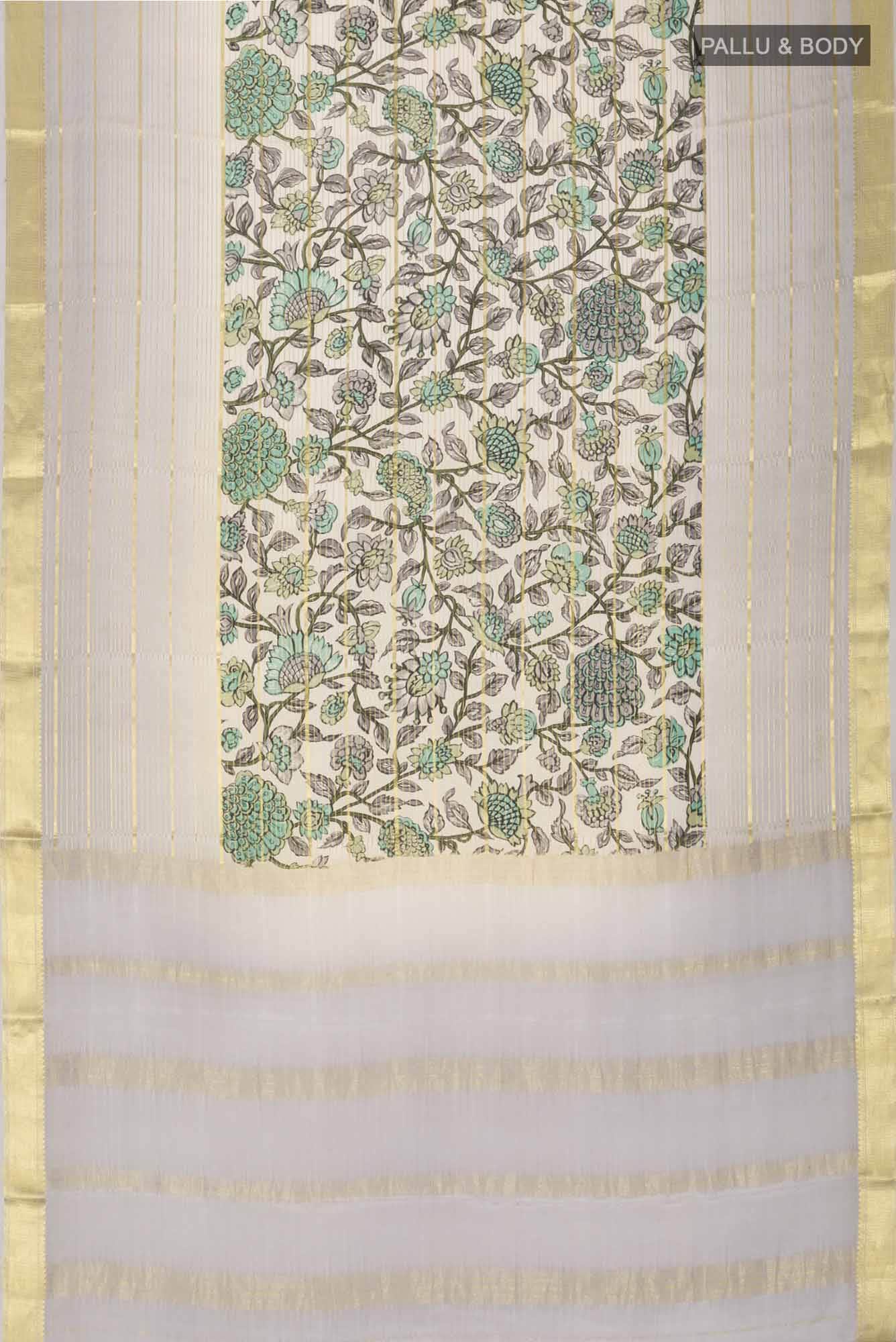 Beige Mysore Crepe Saree
