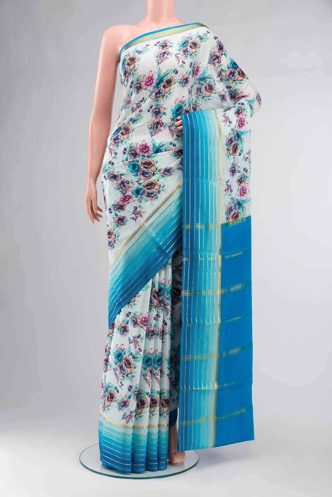 Green Mysore Crepe Saree
