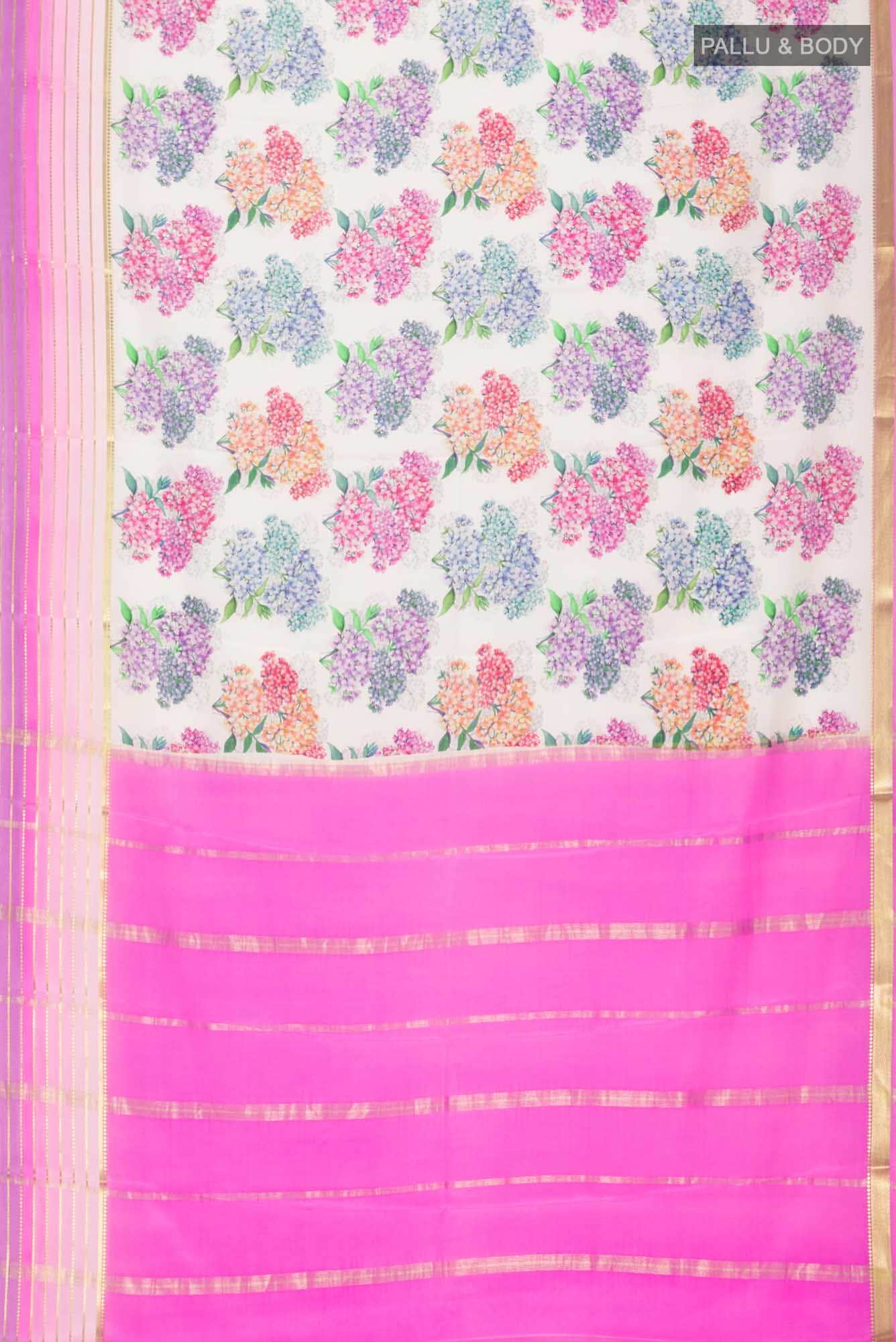 Off White Mysore Crepe Saree