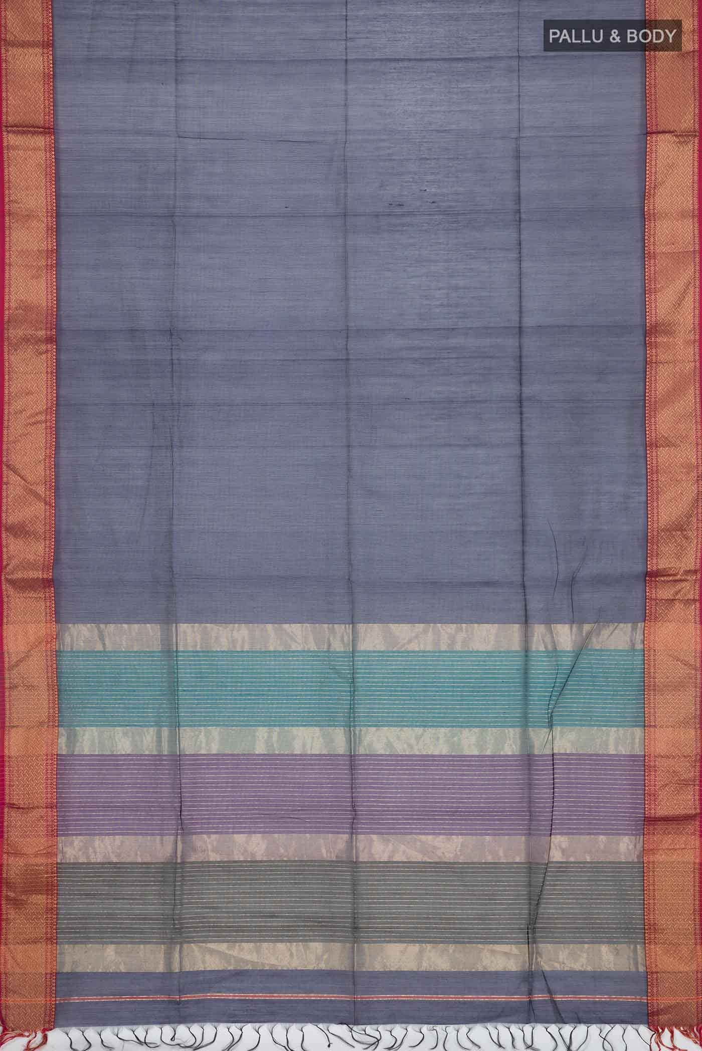 Navy Blue Maheshwari Silk Cotton Saree
