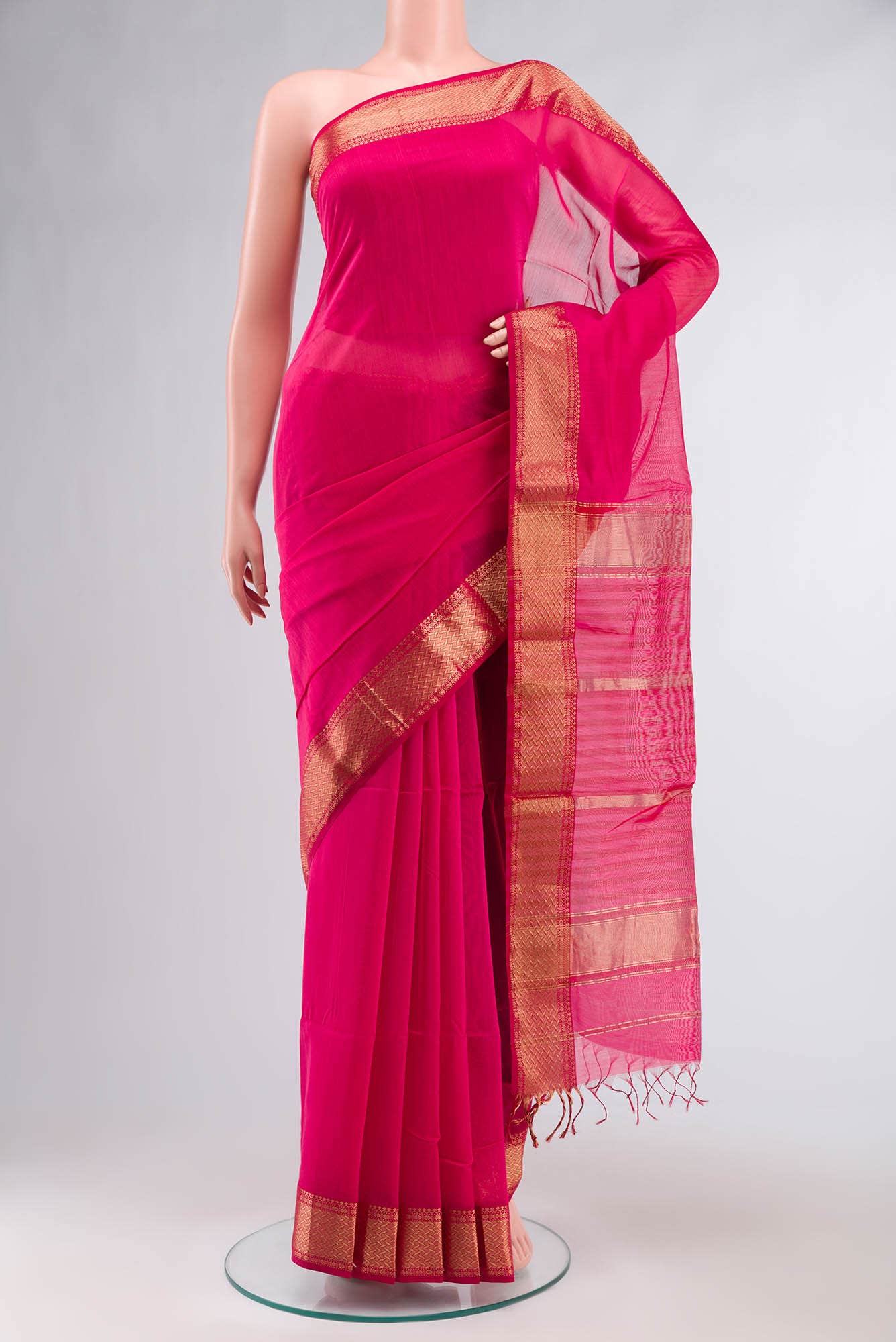 Pink Maheshwari Silk Cotton Saree