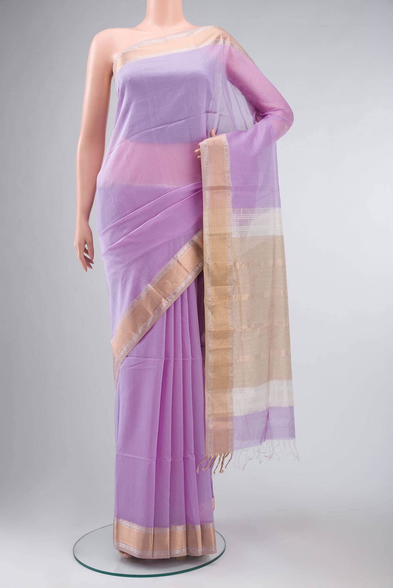 Lavender Maheshwari Silk Cotton Saree