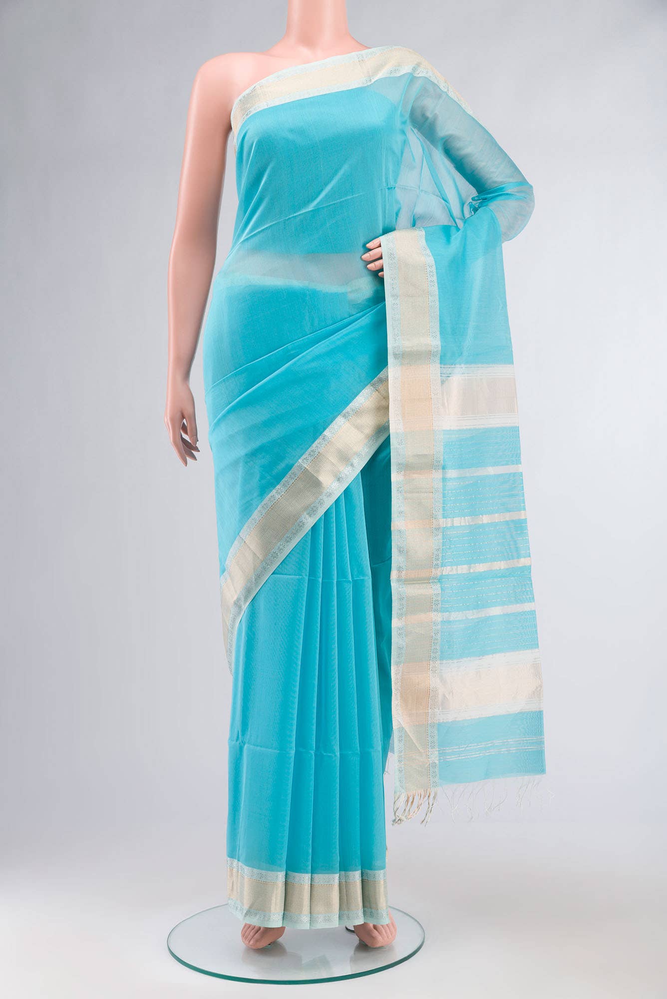 Blue Maheshwari Silk Cotton Saree