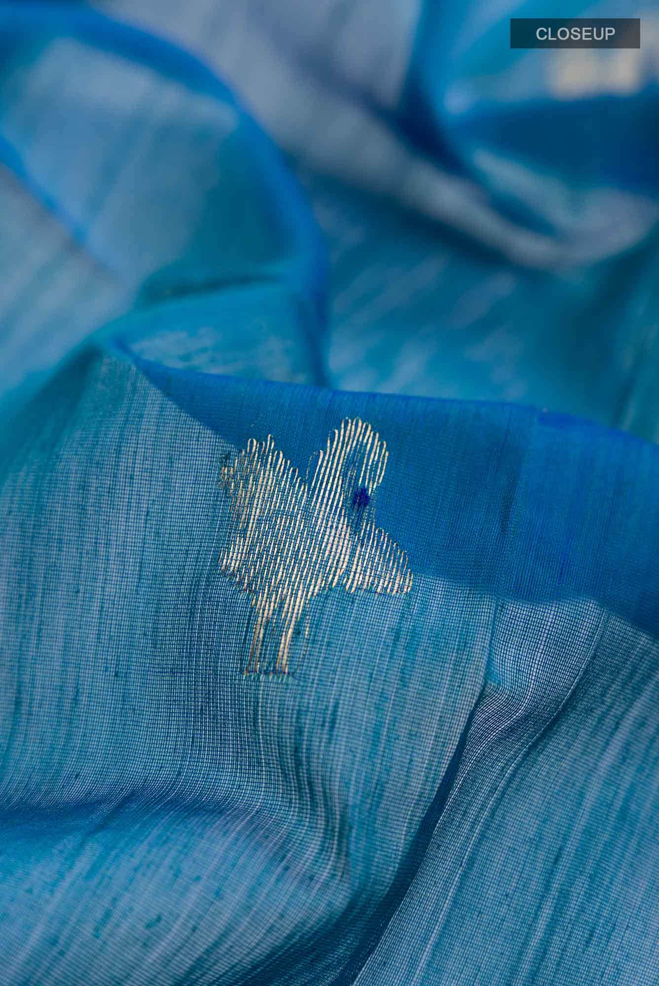 Blue Maheshwari Silk Cotton Saree