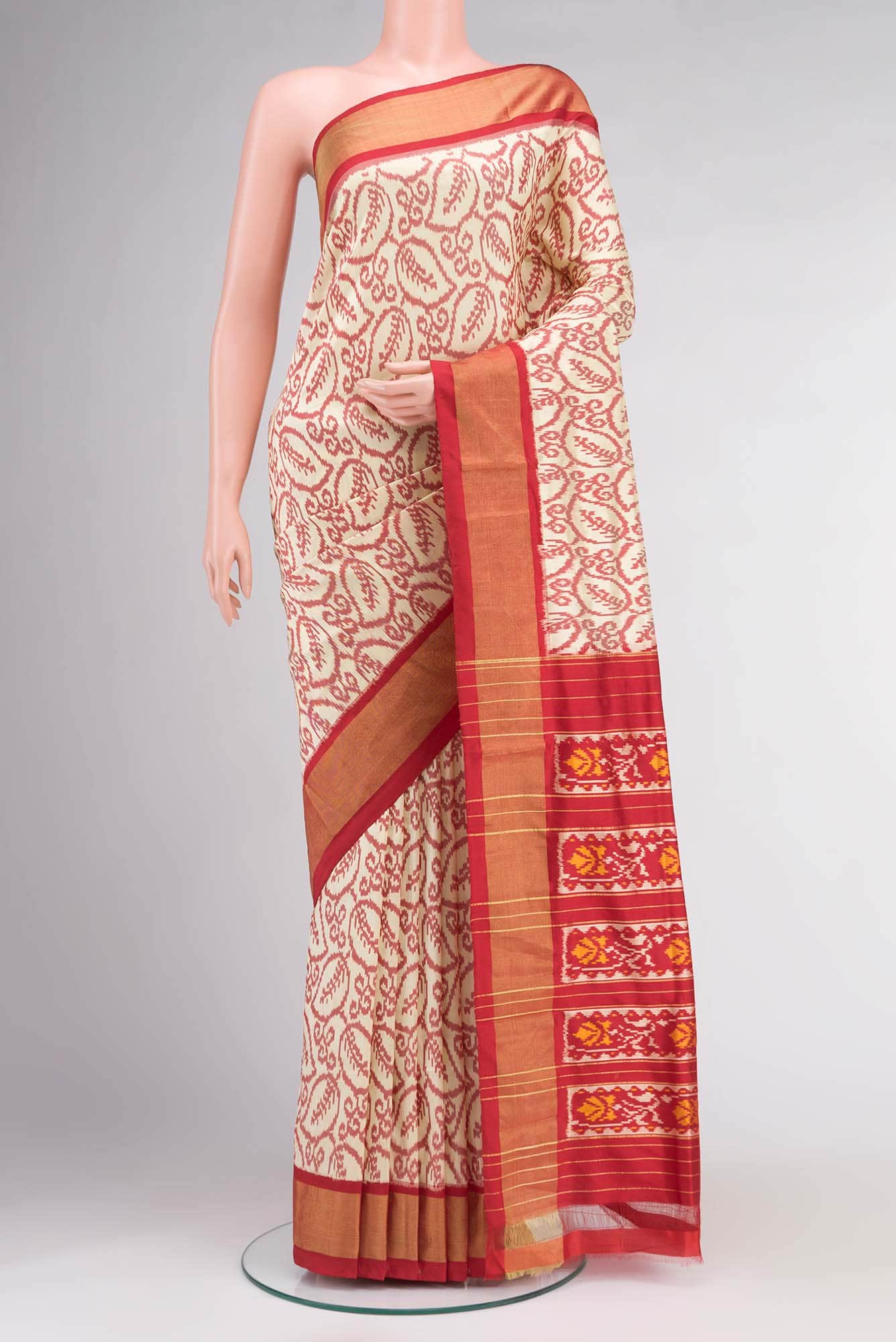Beige Pochampally Silk Saree