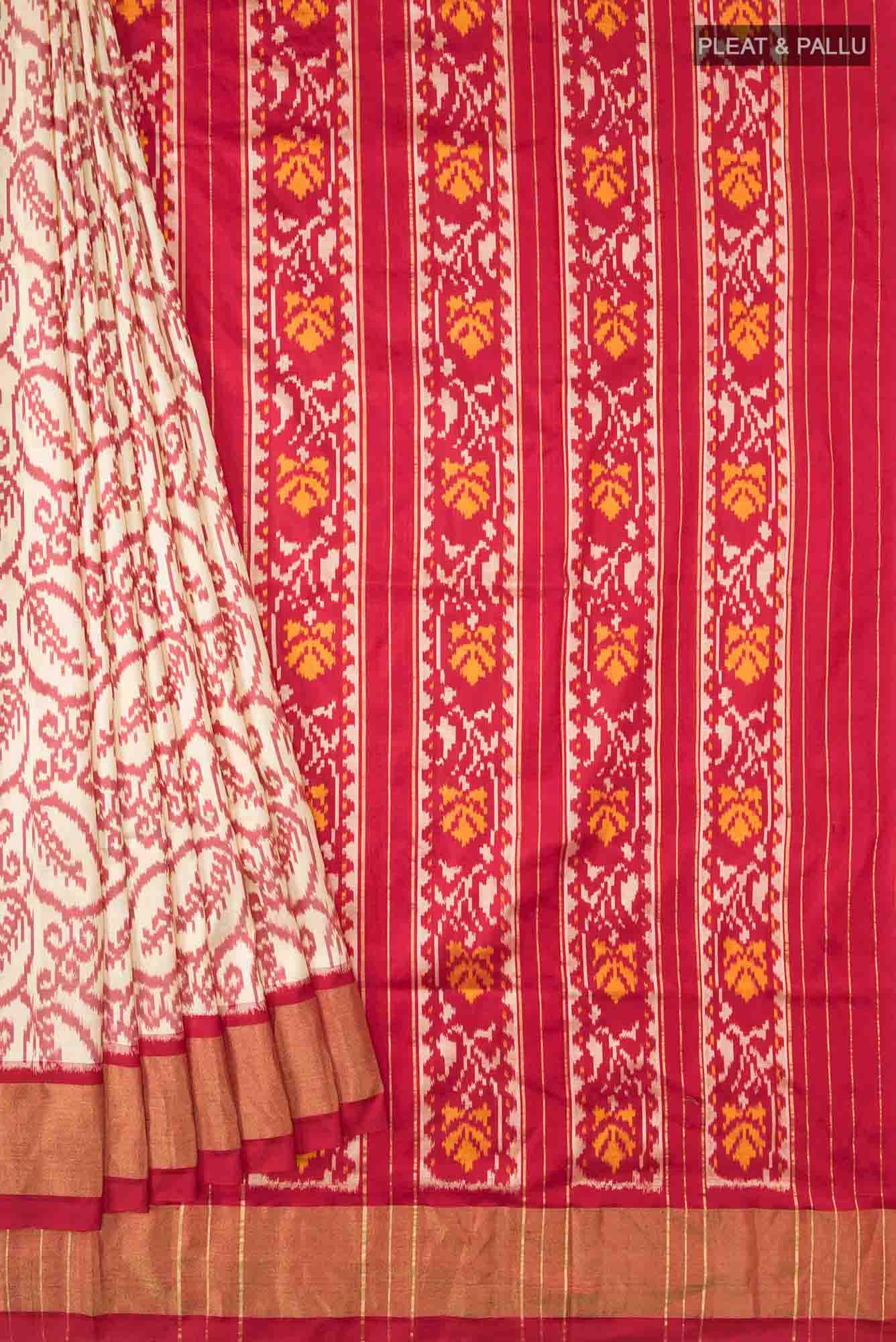 Beige Pochampally Silk Saree