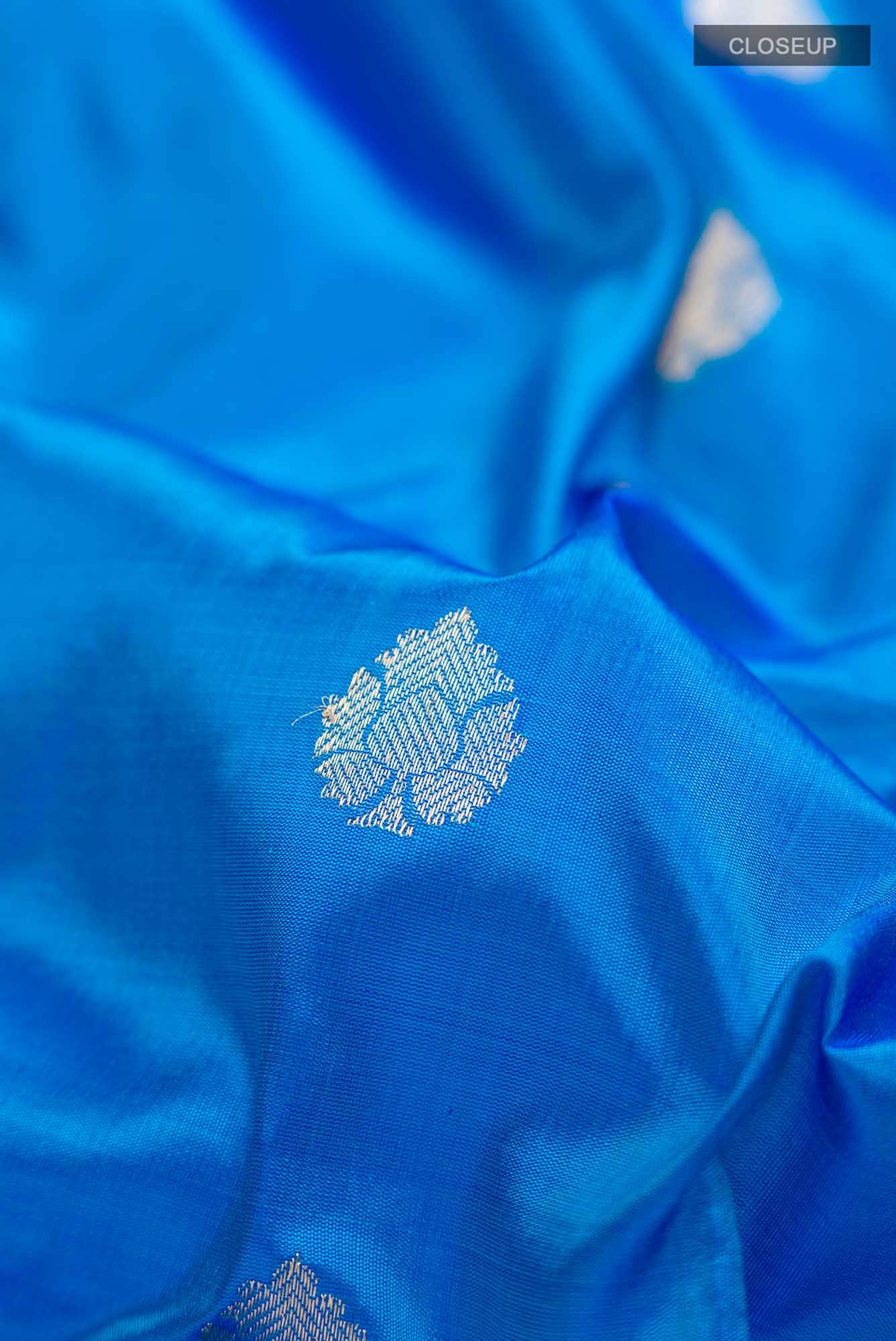 Blue Banarasi Katan Silk Saree