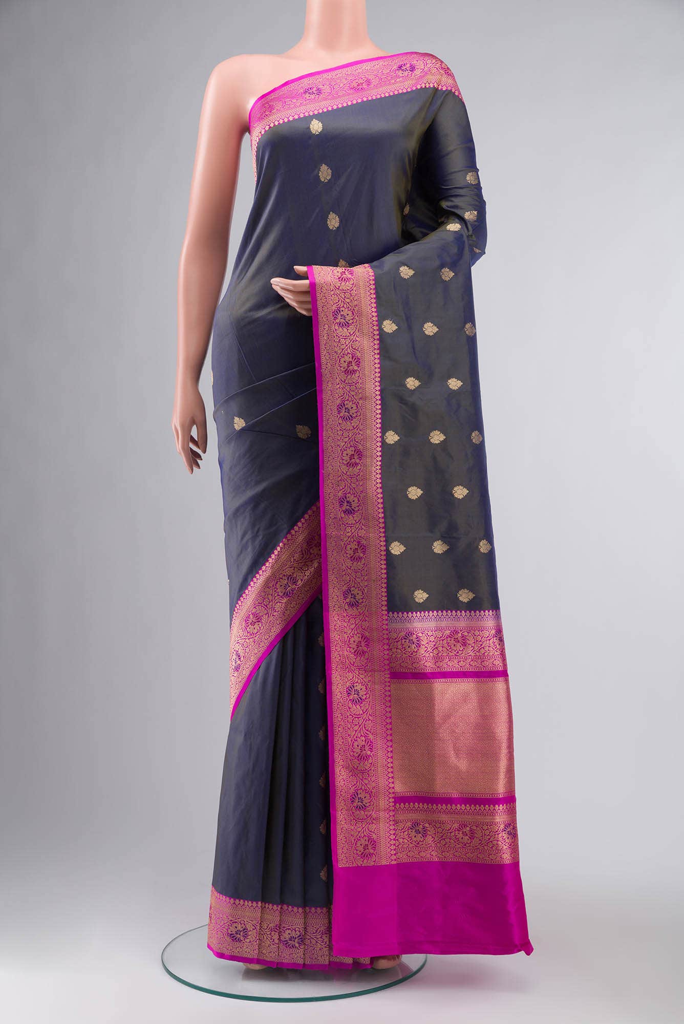 Blue Banarasi Katan Silk Saree