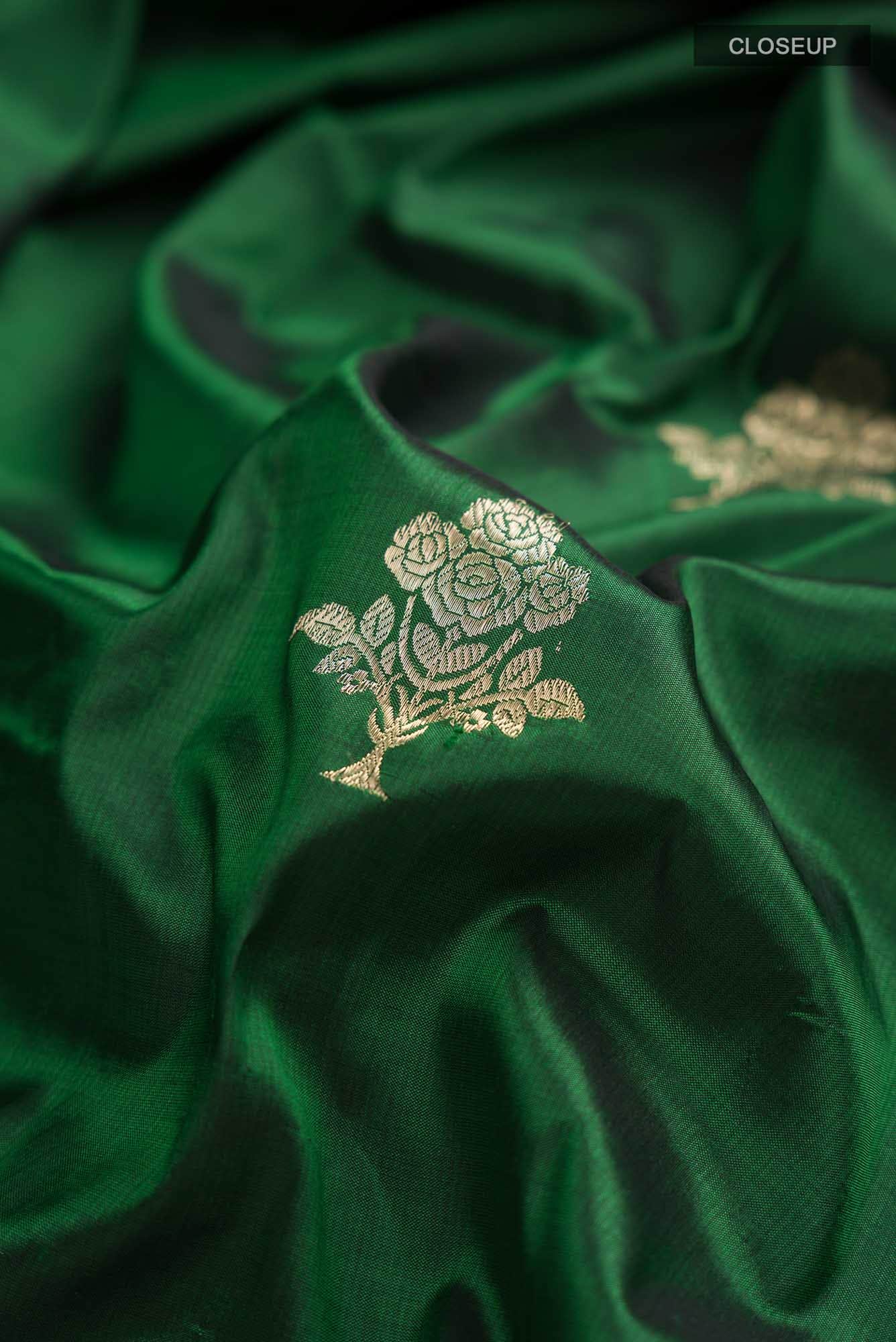 Green Banarasi Katan Silk Saree