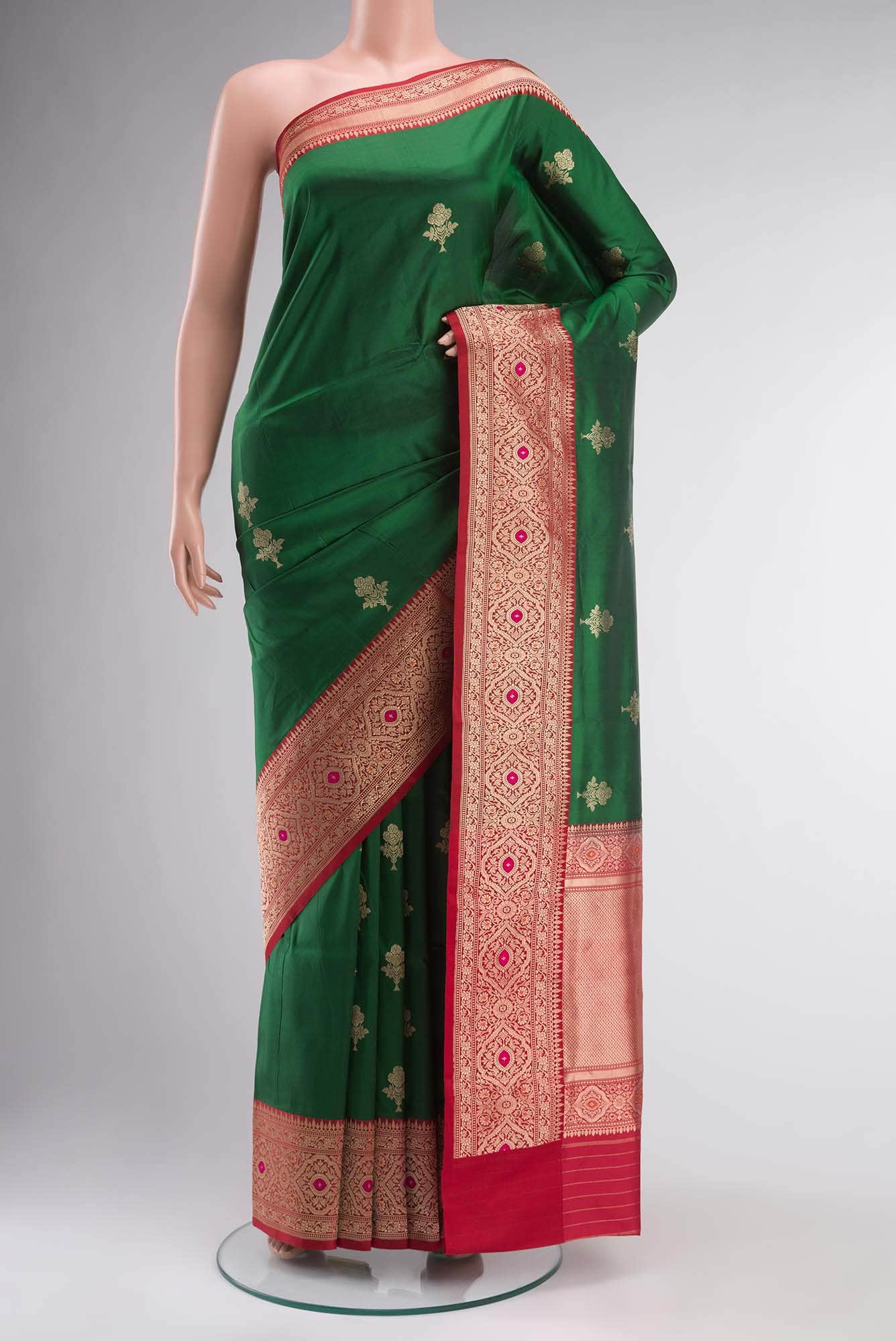 Green Banarasi Katan Silk Saree