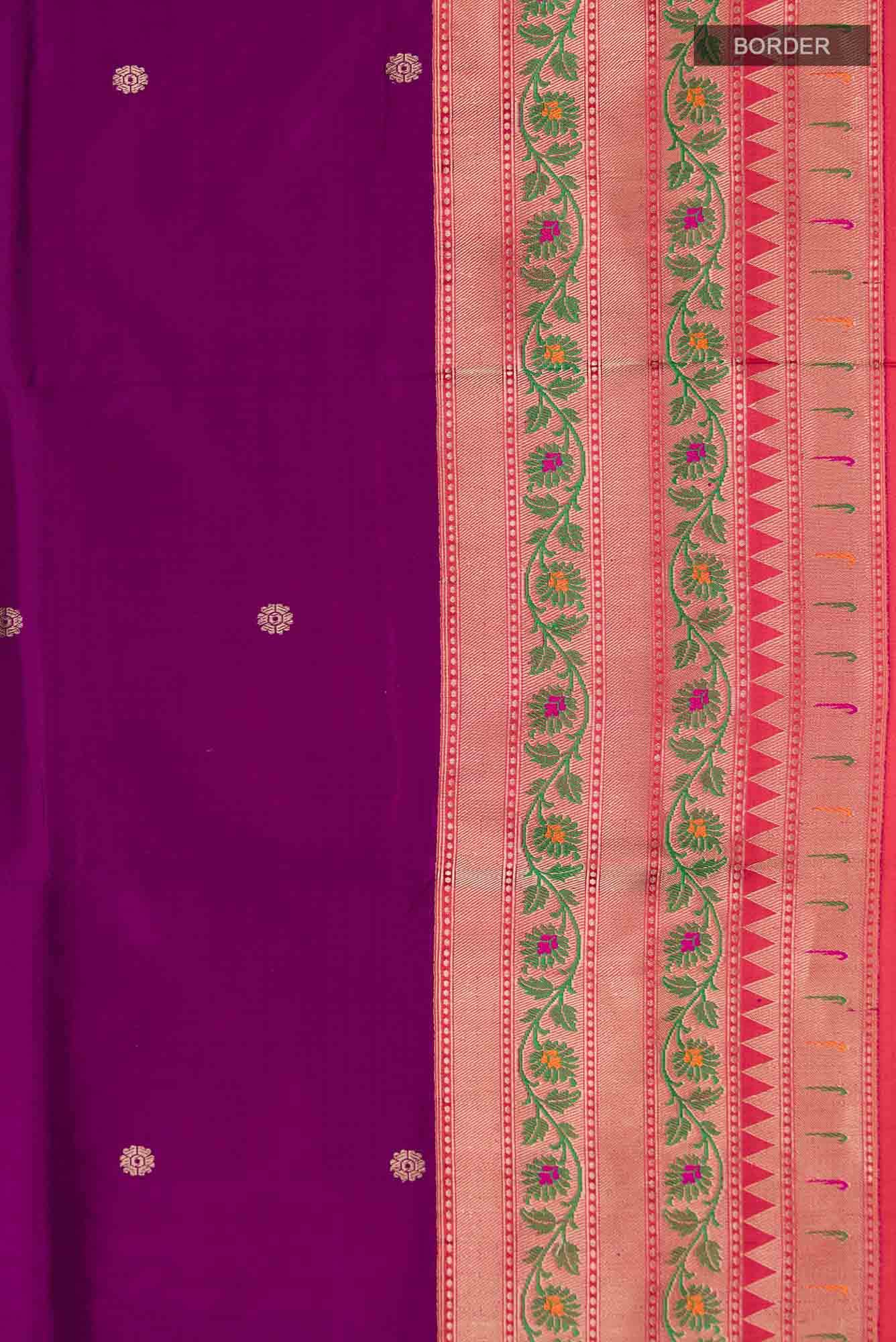 Purple Banarasi Katan Silk Saree