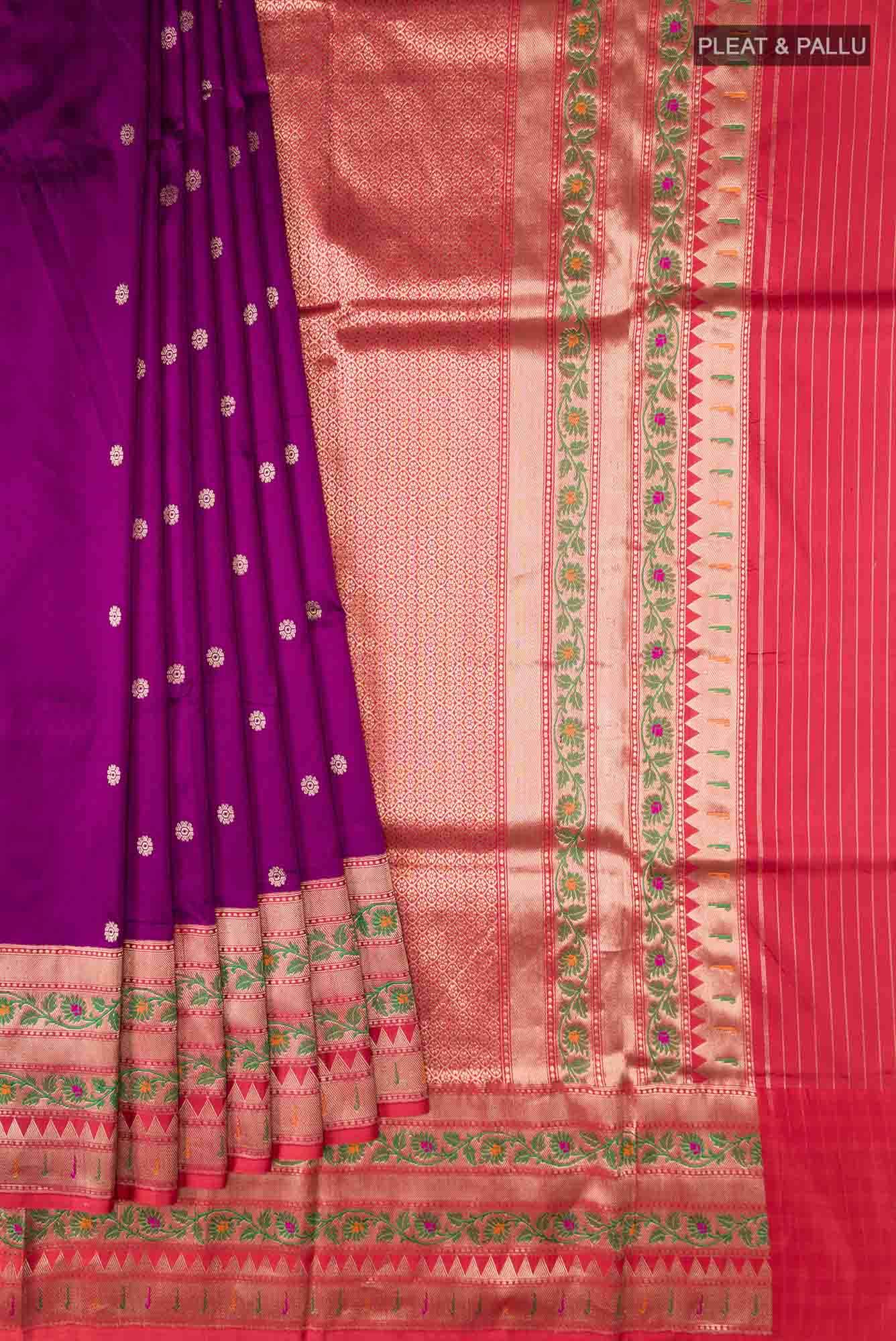 Purple Banarasi Katan Silk Saree