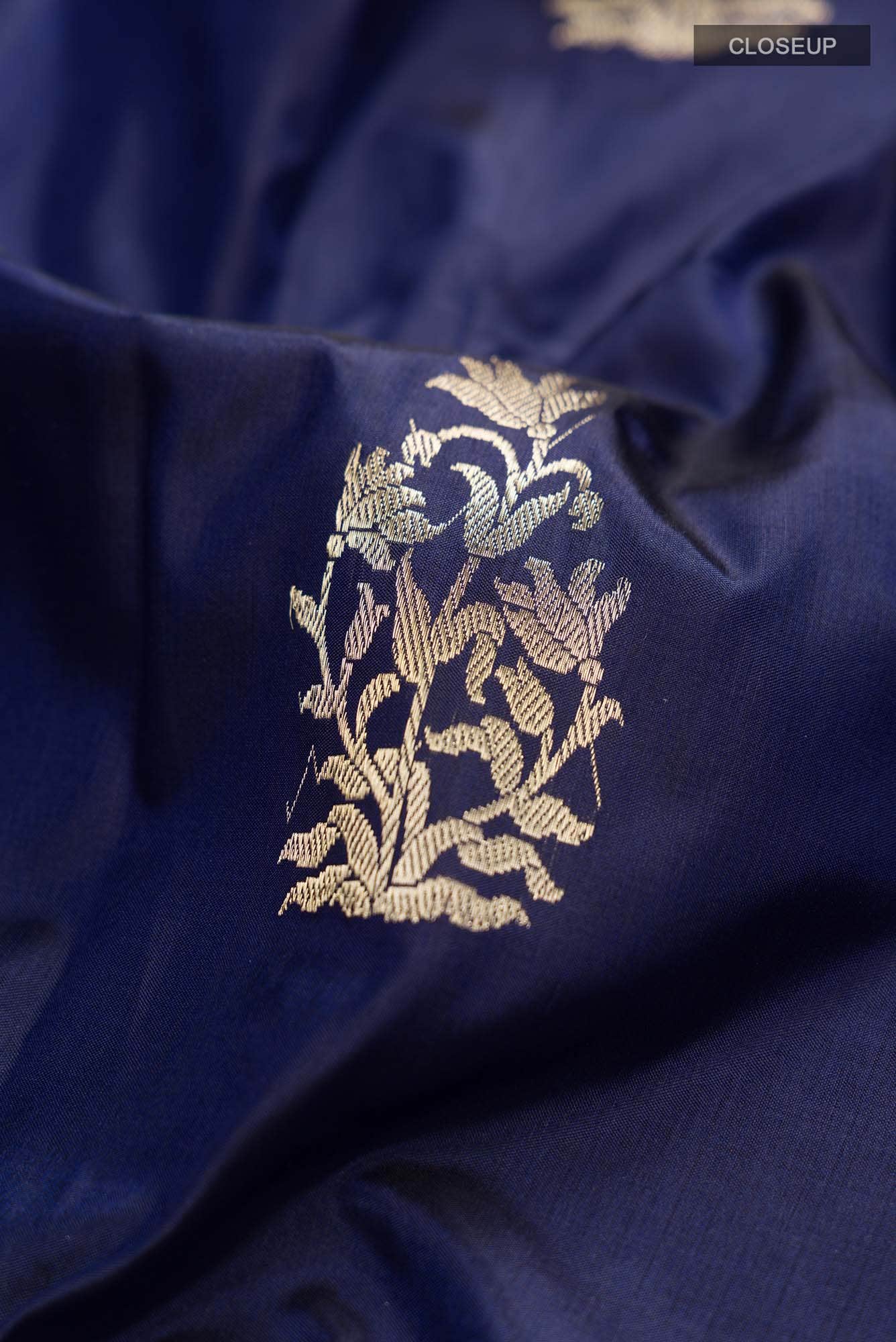 Navy Blue Banarasi Katan Silk Saree