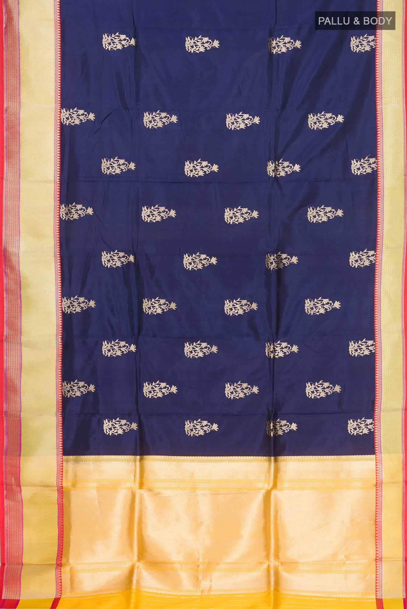 Navy Blue Banarasi Katan Silk Saree