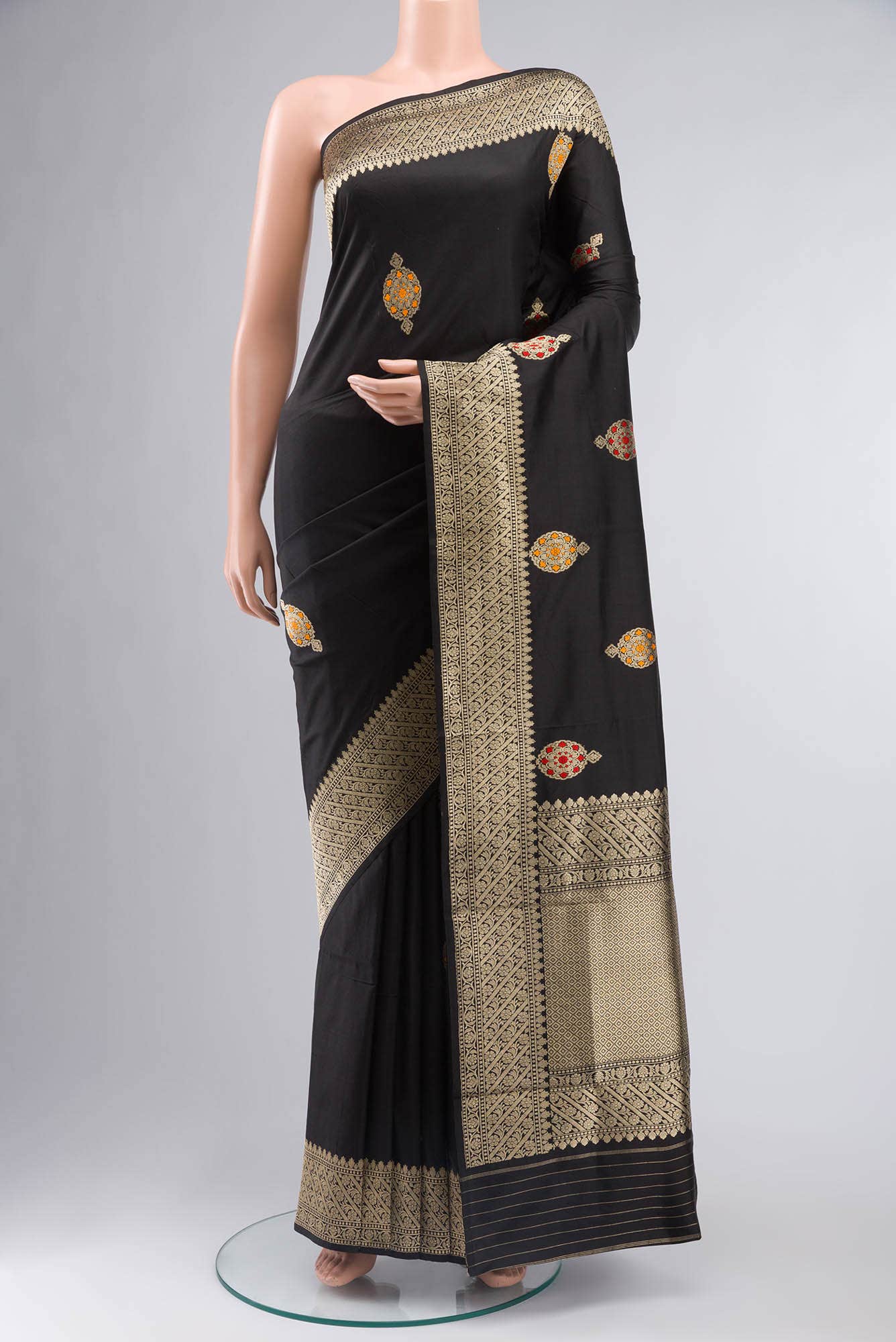 Black Banarasi Katan Silk Saree