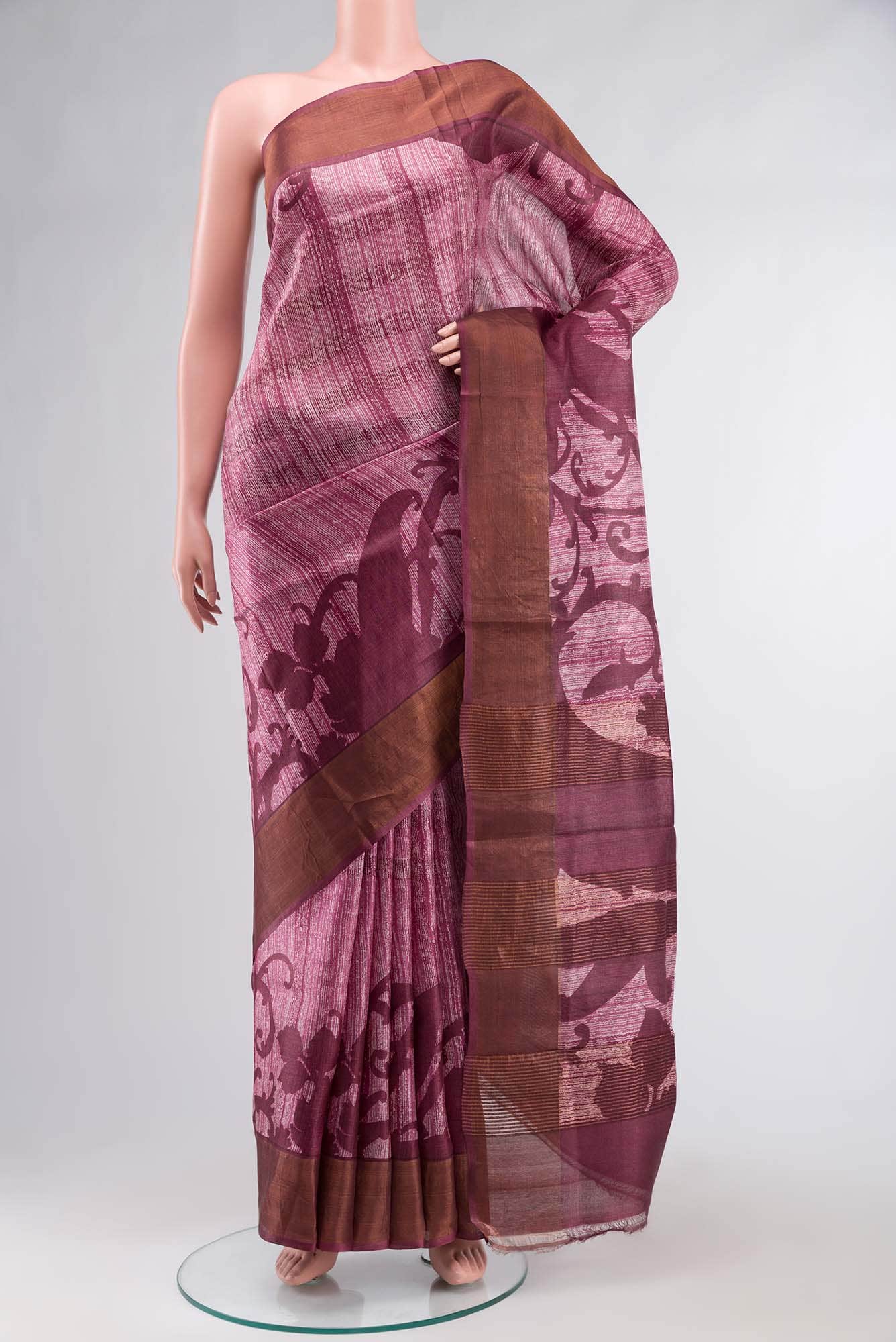 Magenta Bhagalpuri Tussar Silk Saree
