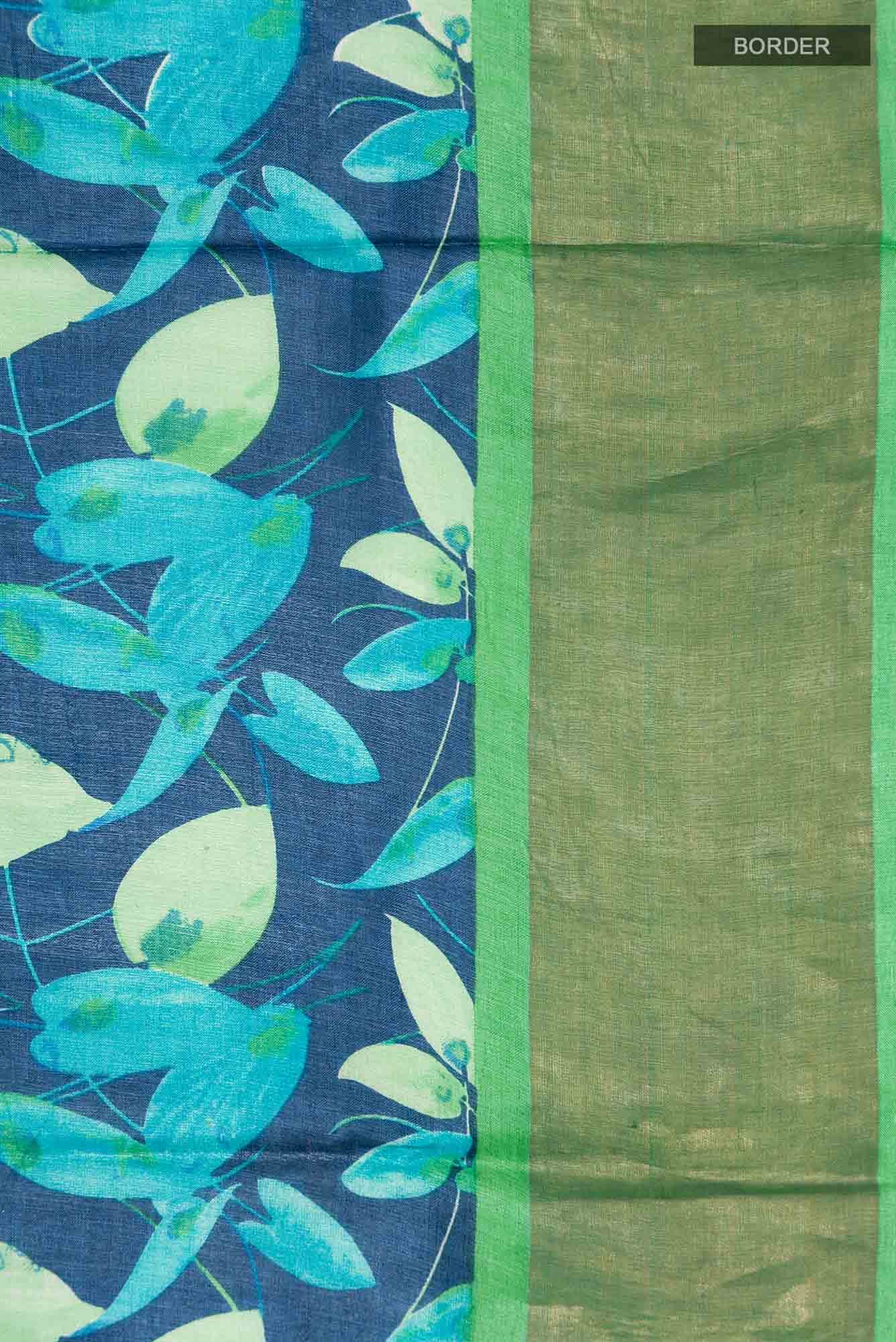Blue Bhagalpuri Tussar Silk Saree