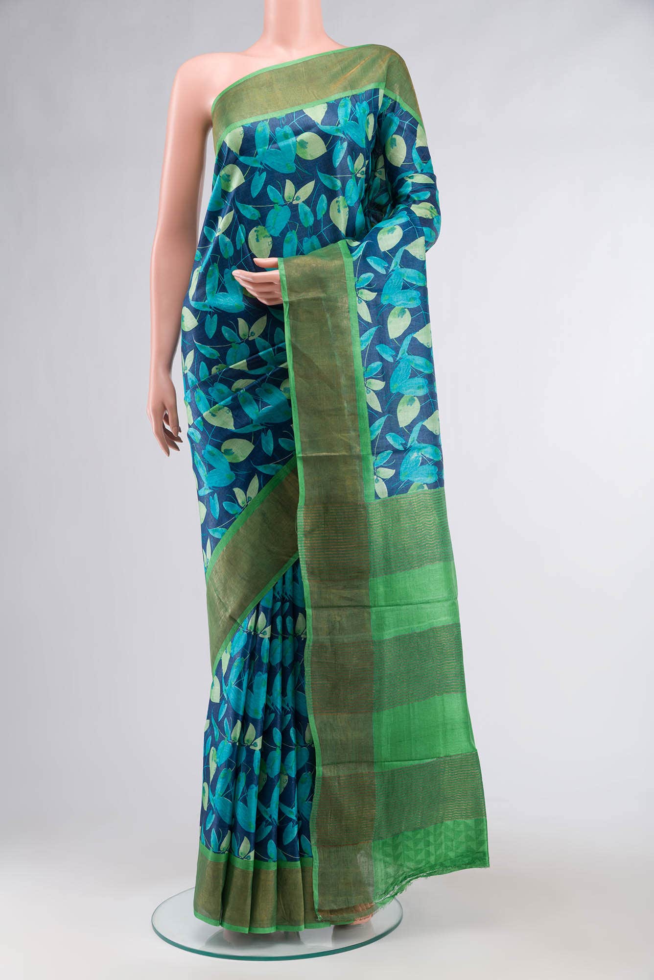 Blue Bhagalpuri Tussar Silk Saree