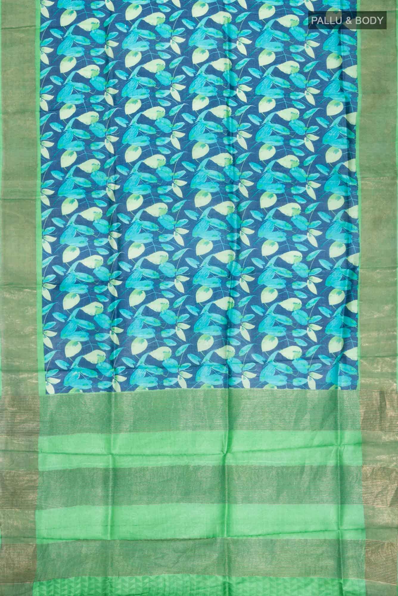 Blue Bhagalpuri Tussar Silk Saree