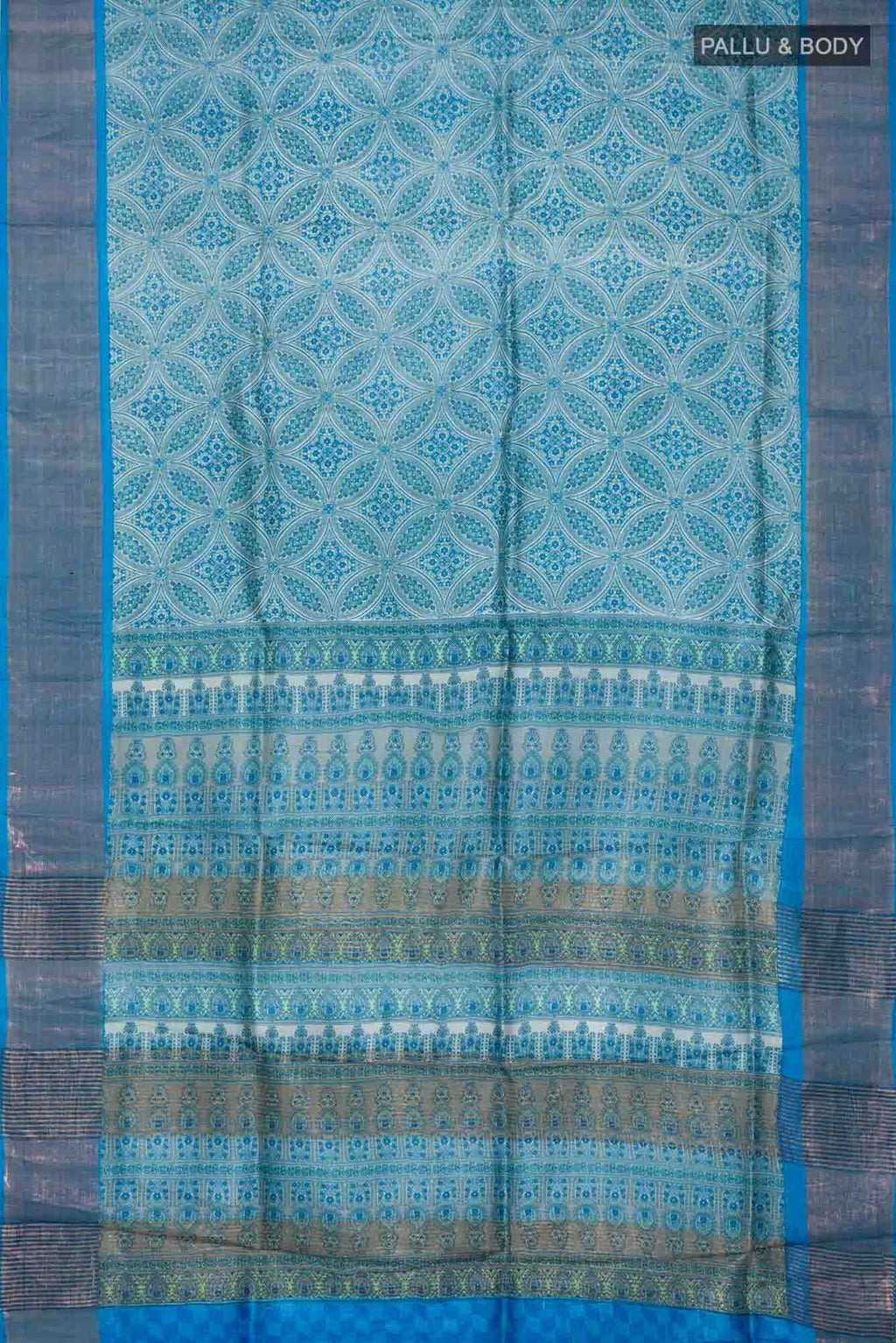 Blue Bhagalpuri Tussar Silk Saree