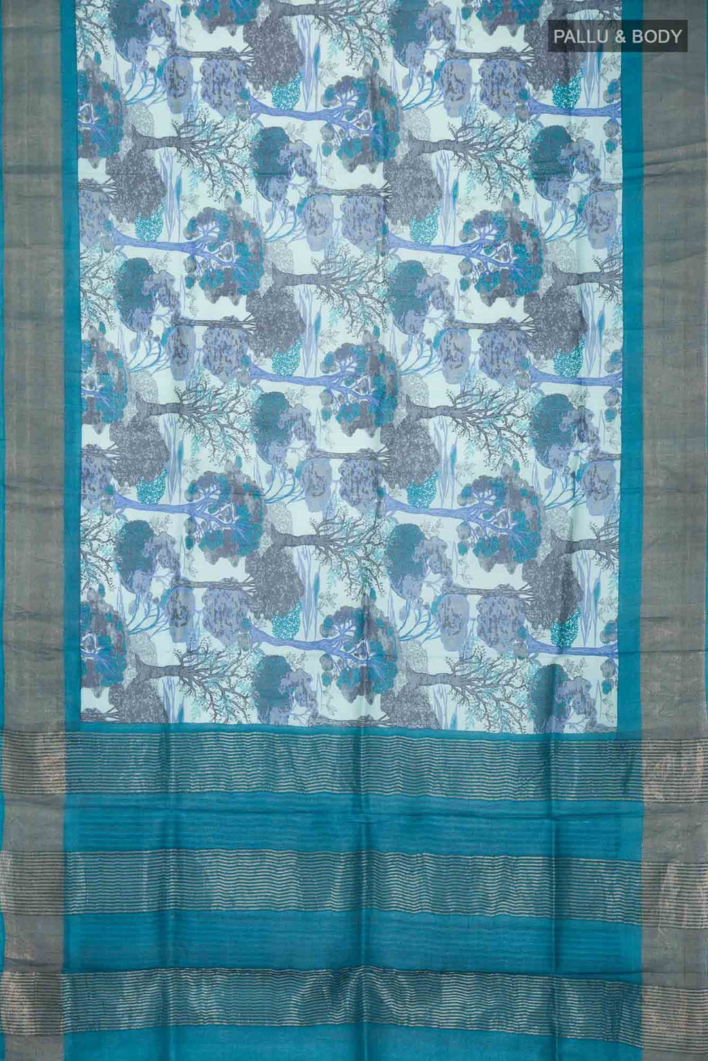 Blue Bhagalpuri Tussar Silk Saree