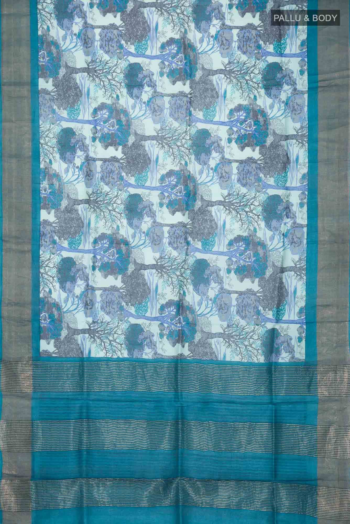 Blue Bhagalpuri Tussar Silk Saree