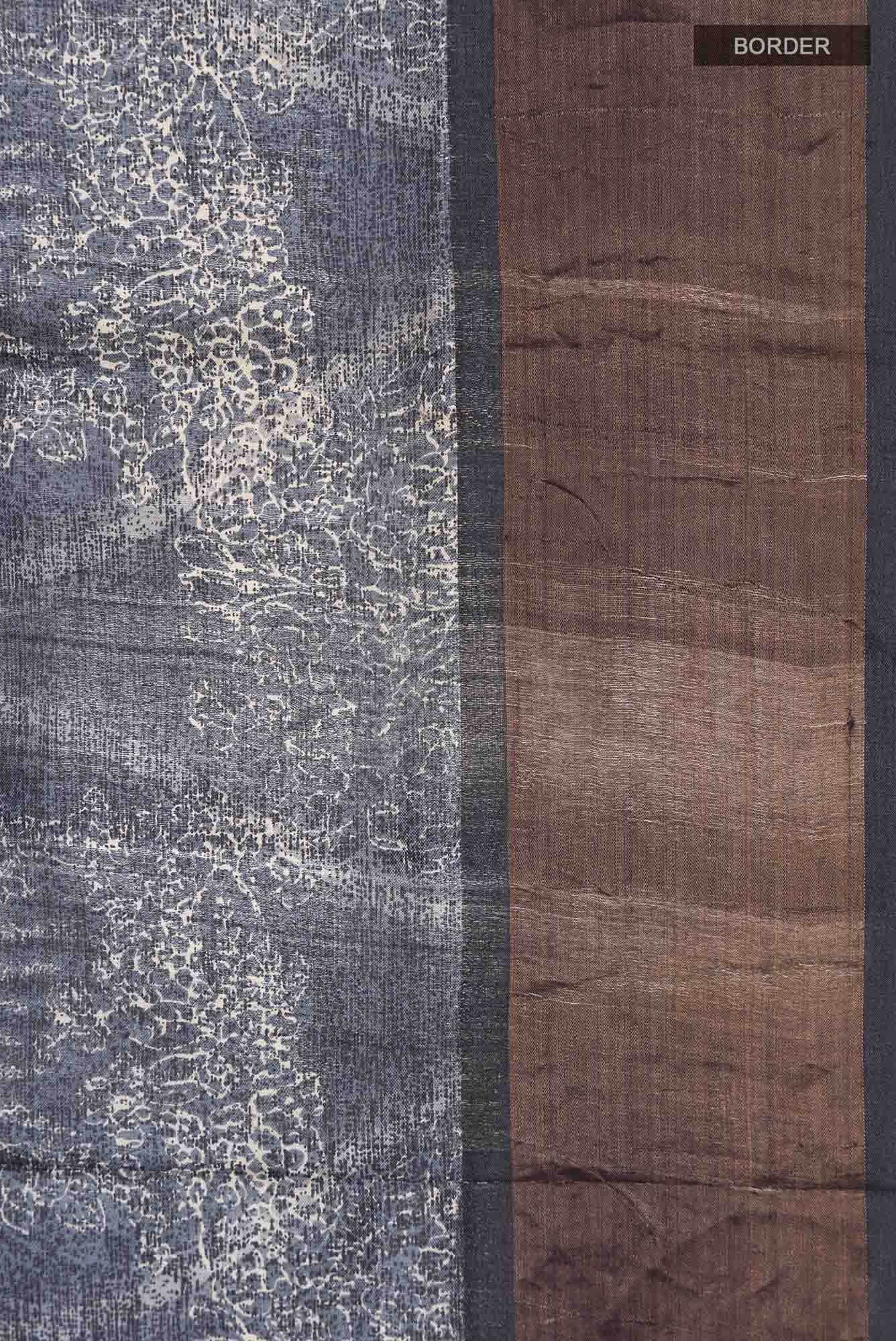 Blue Bhagalpuri Tussar Silk Saree