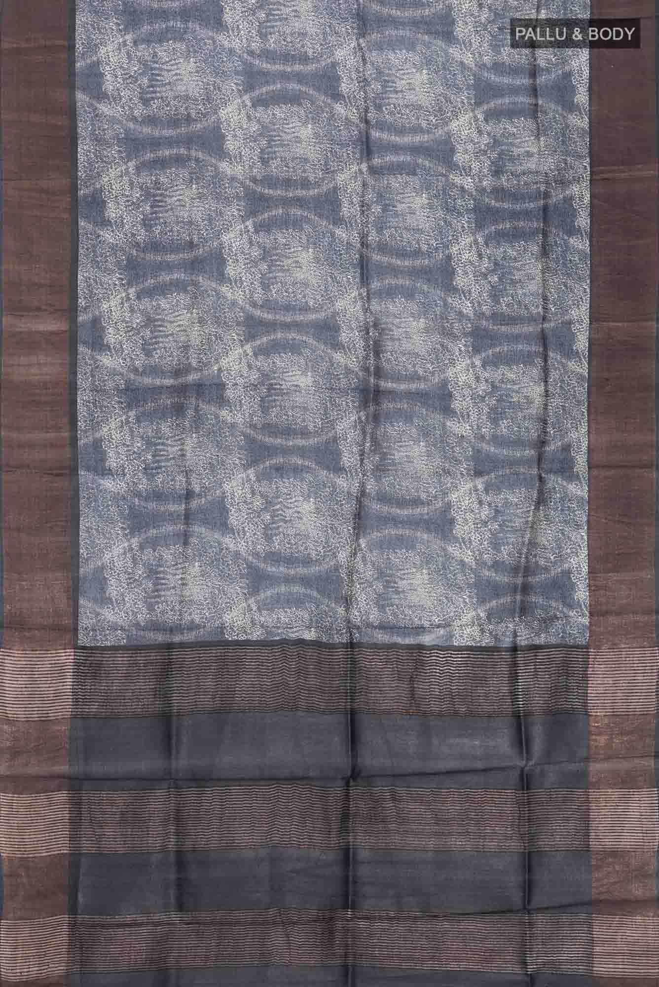 Blue Bhagalpuri Tussar Silk Saree