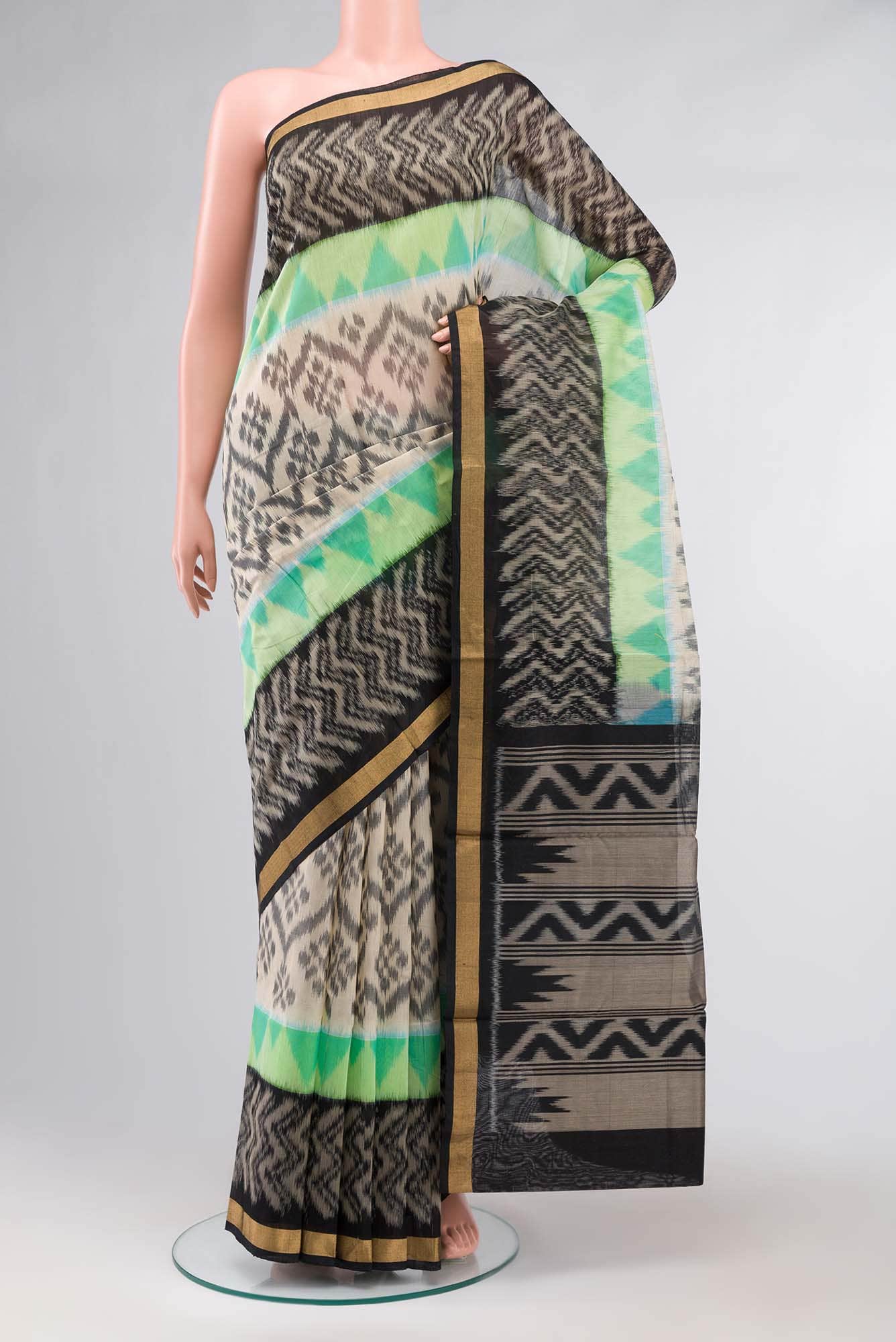 Beige Silk Cotton Saree