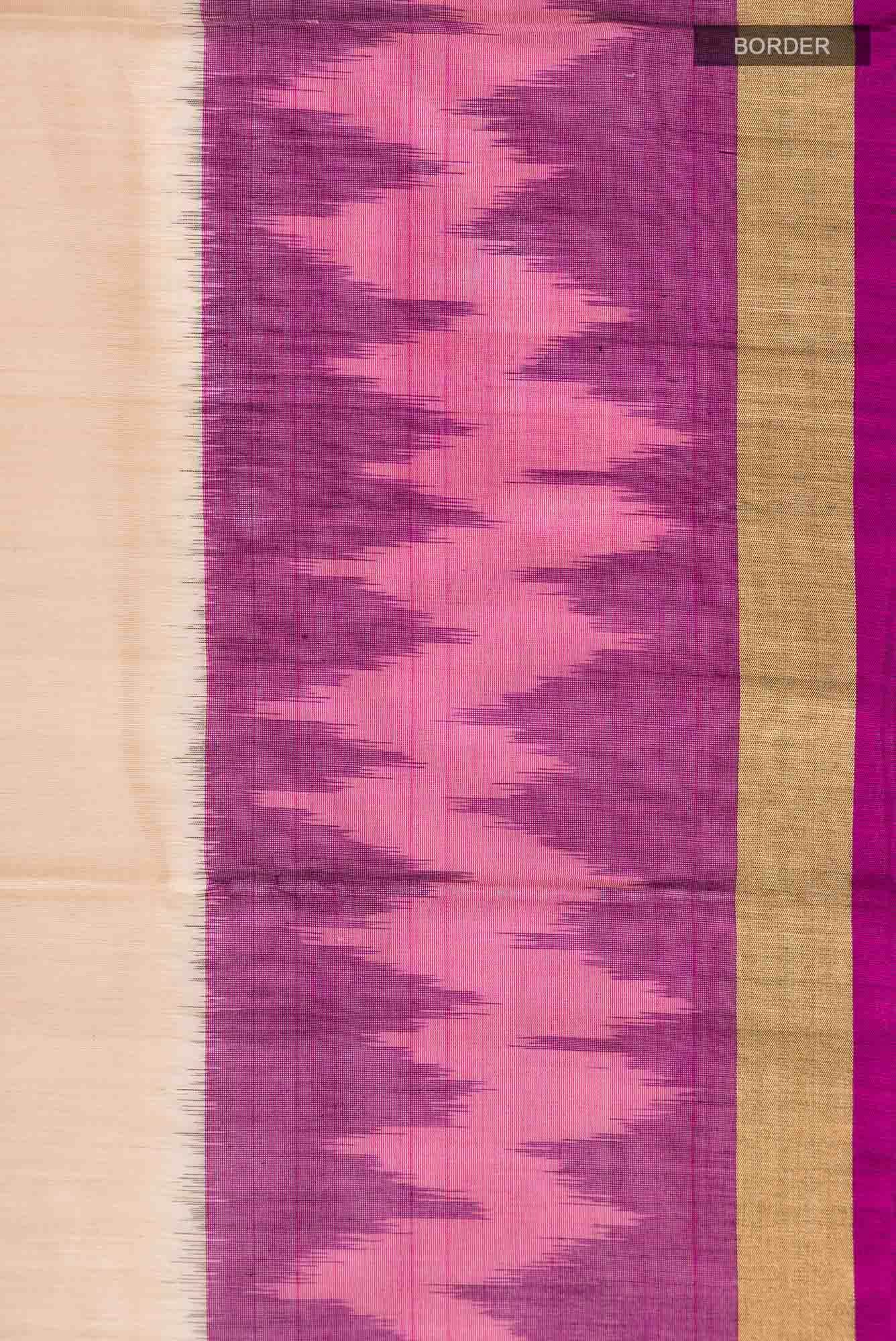 Beige Silk Cotton Saree