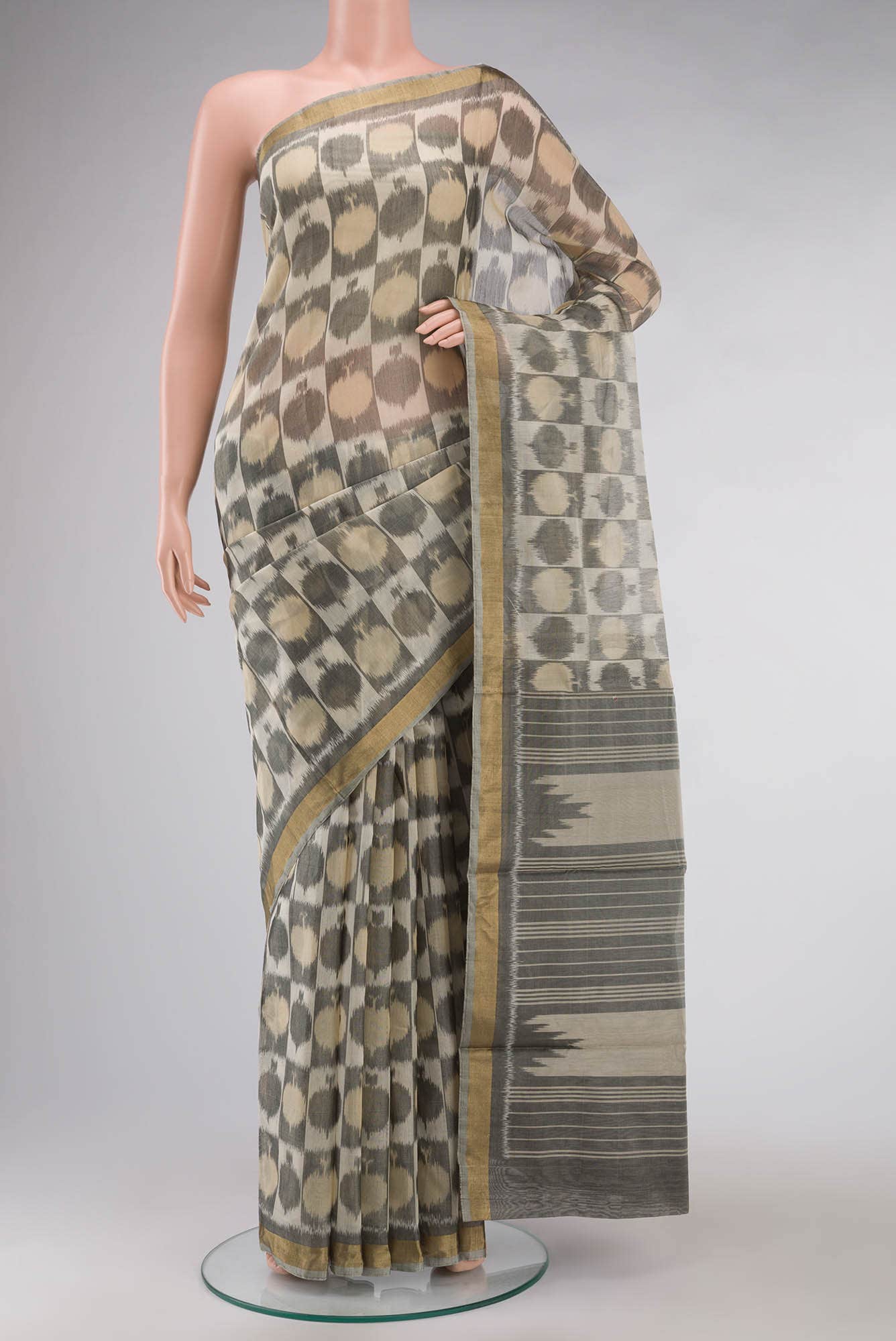 Beige Silk Cotton Saree