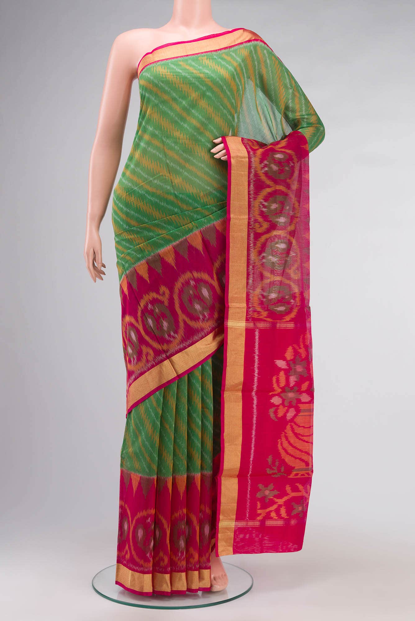 Green Silk Cotton Saree