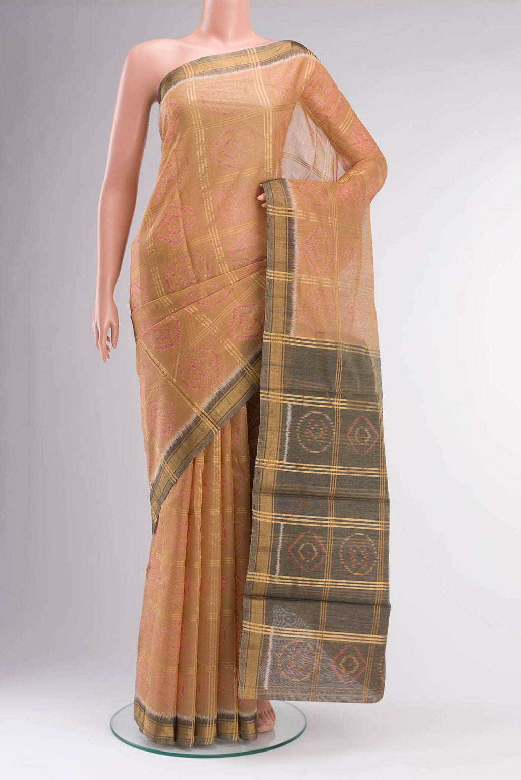 Beige Silk Cotton Saree