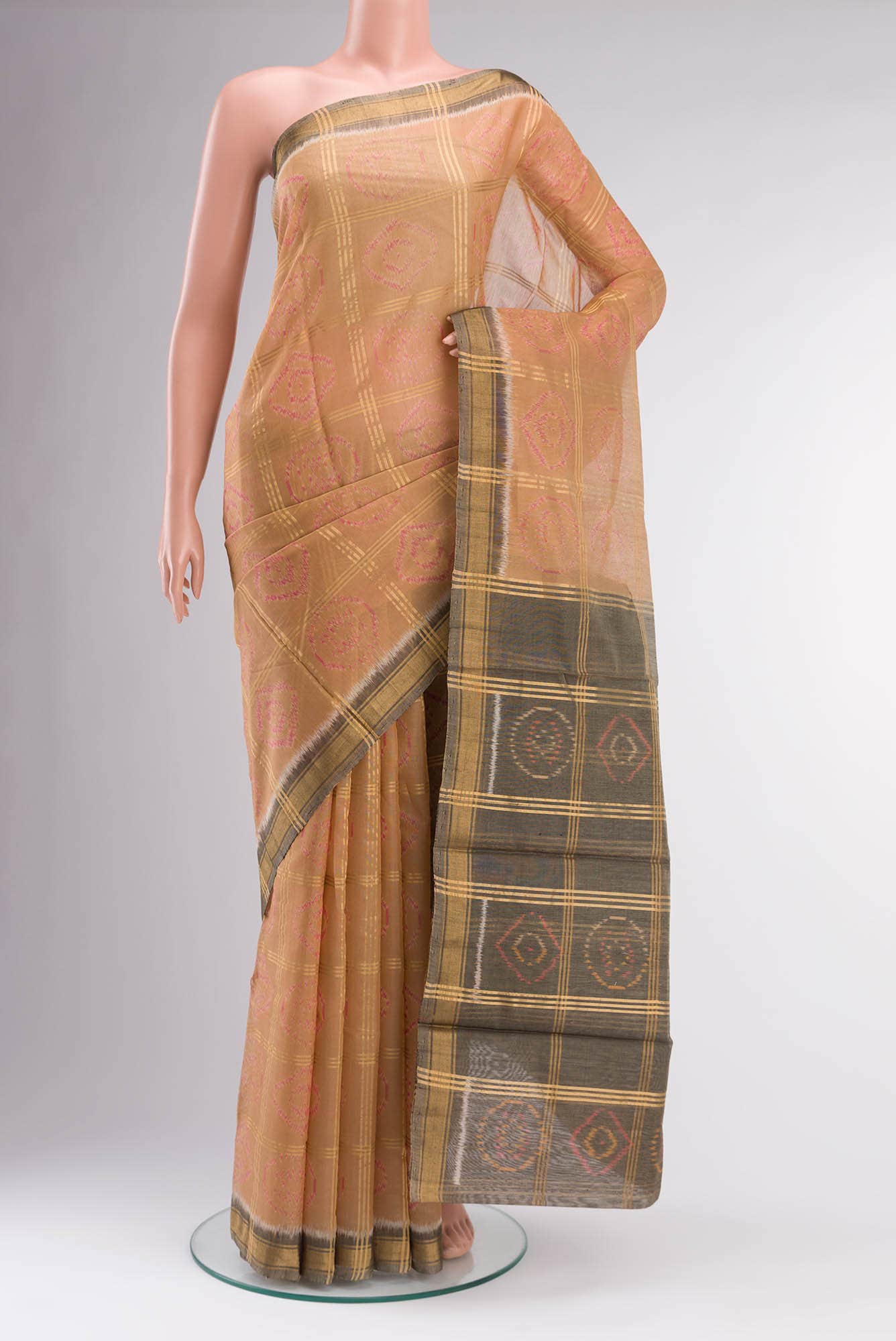 Beige Silk Cotton Saree