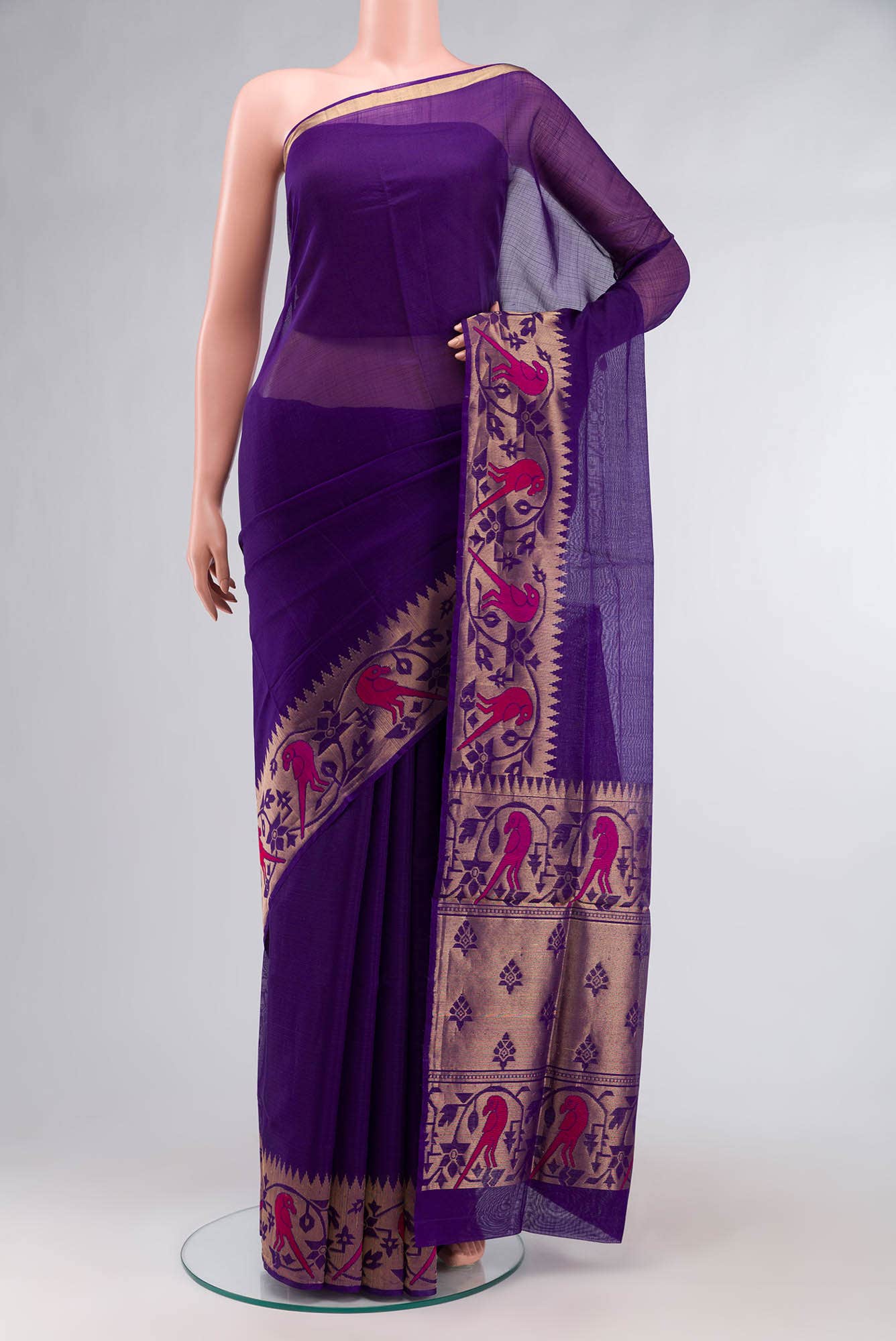 Violet Silk Cotton Saree