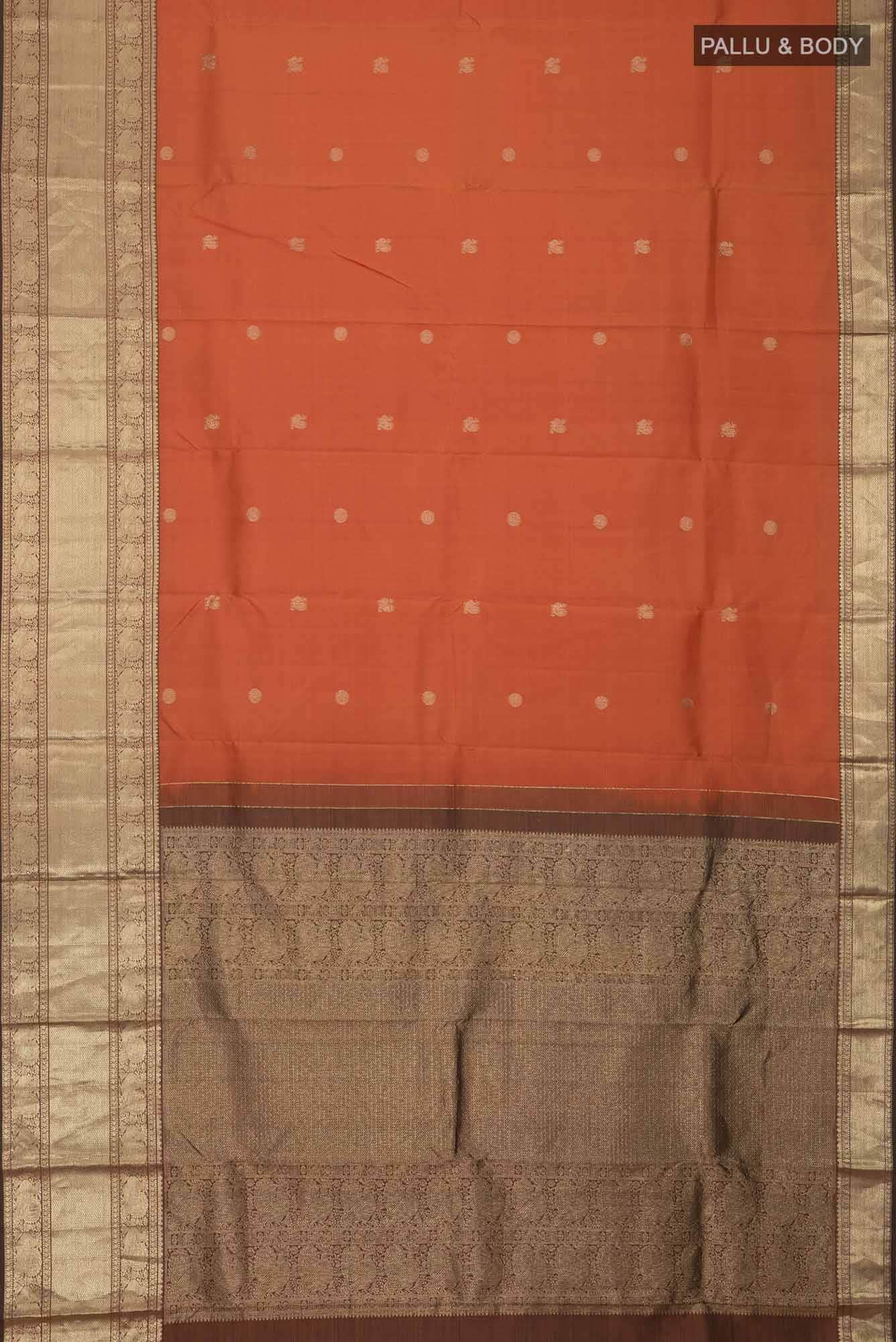 Orange Kanchipuram Silk Saree