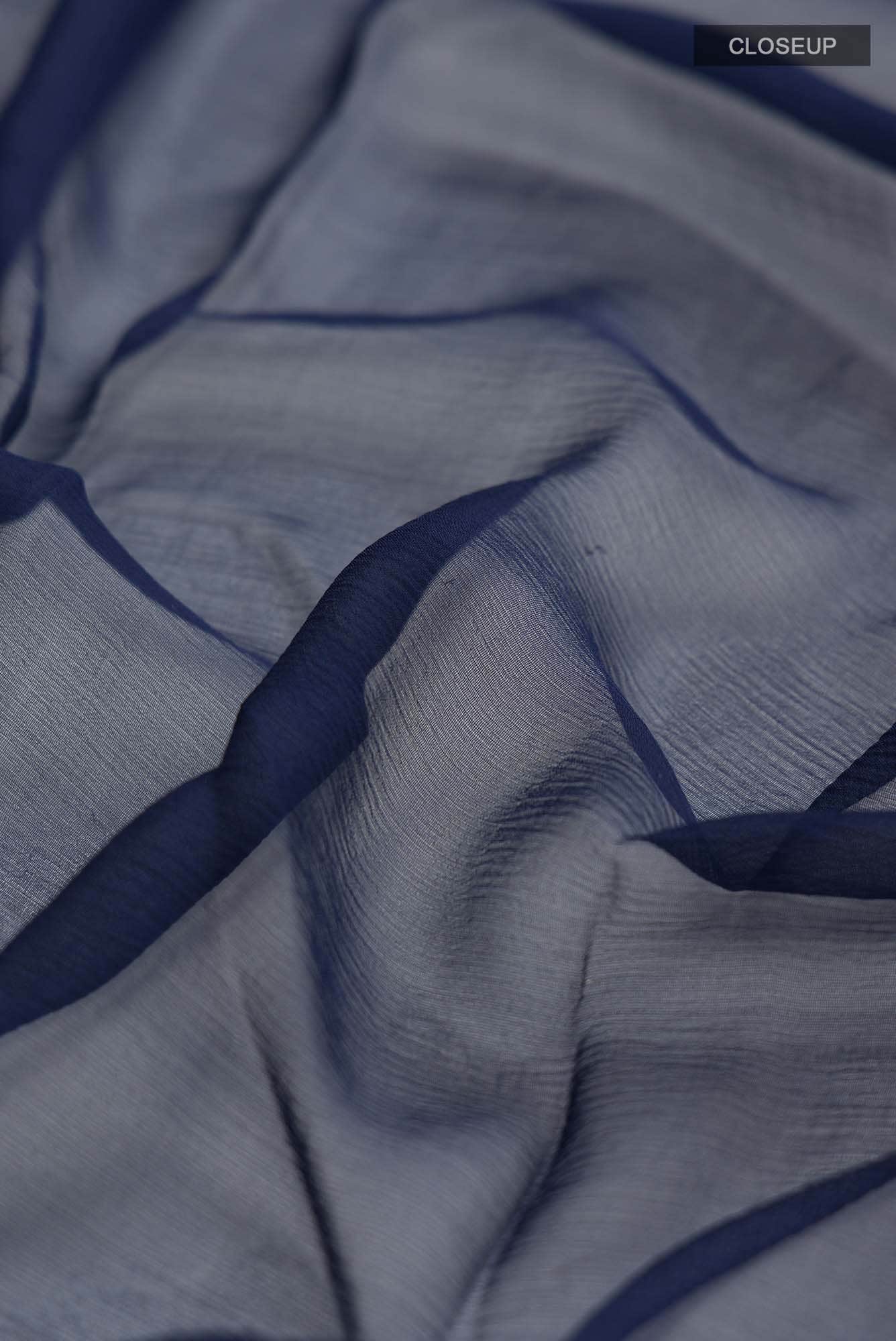 Navy Blue Mysore Chiffon Saree