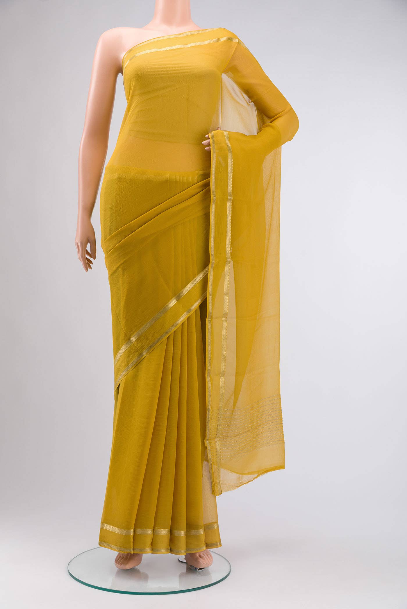 Yellow Mysore Chiffon Saree