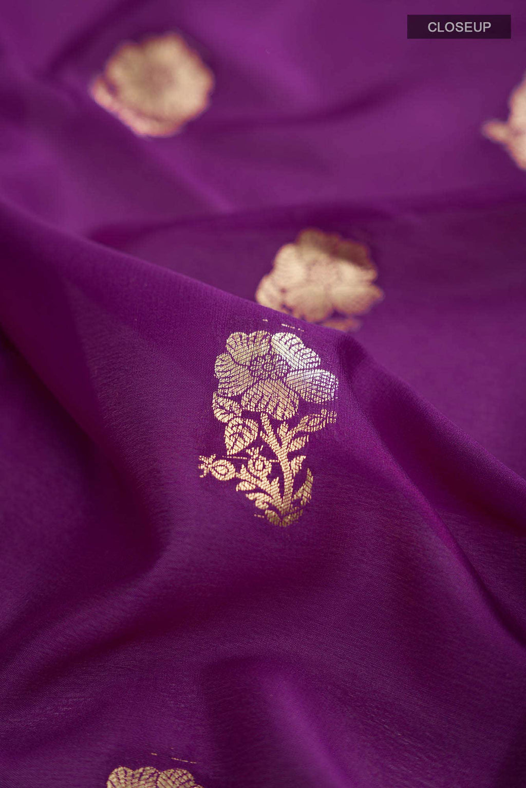 Purple Mysore Crepe Saree