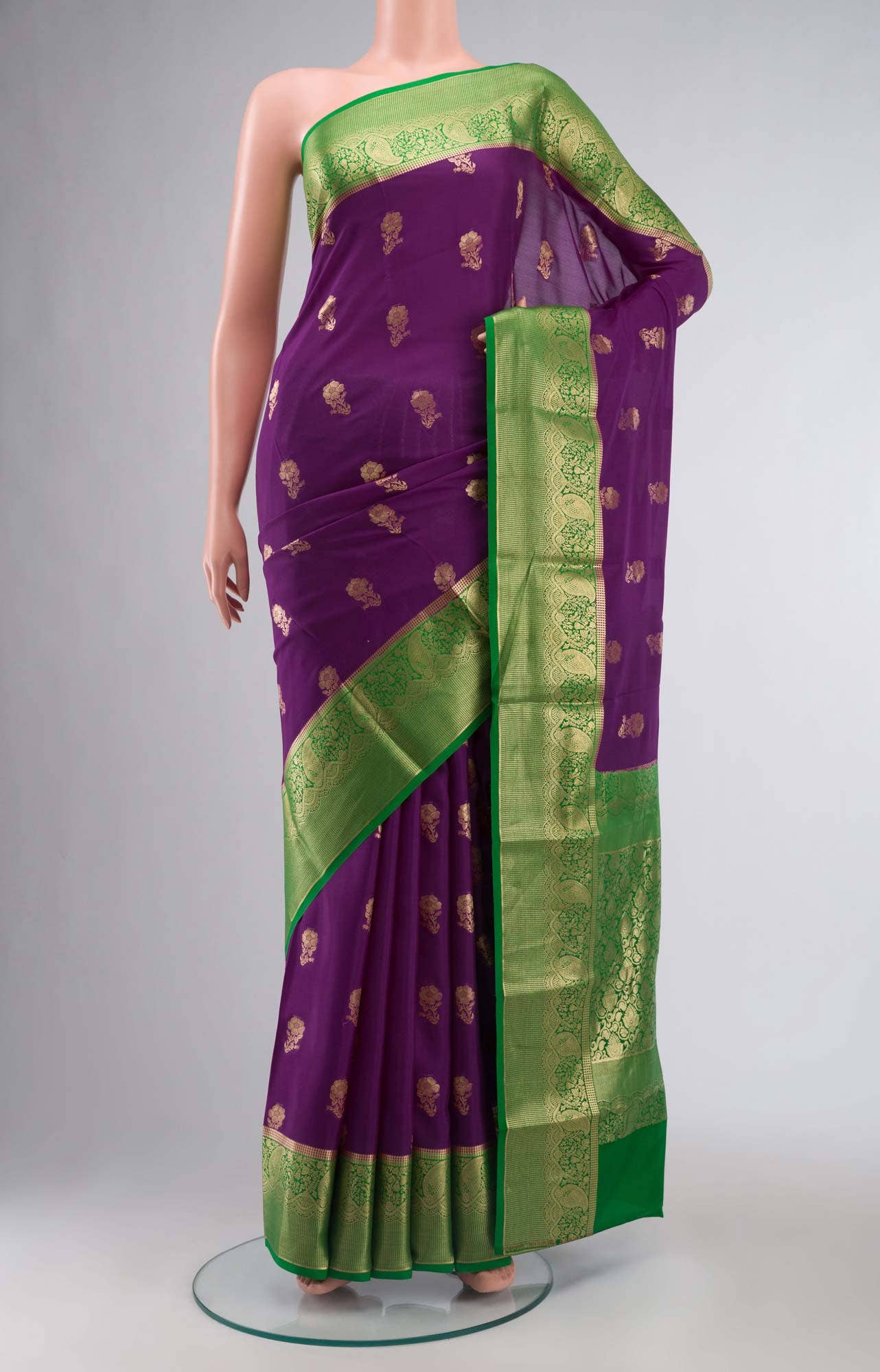 Purple Mysore Crepe Saree