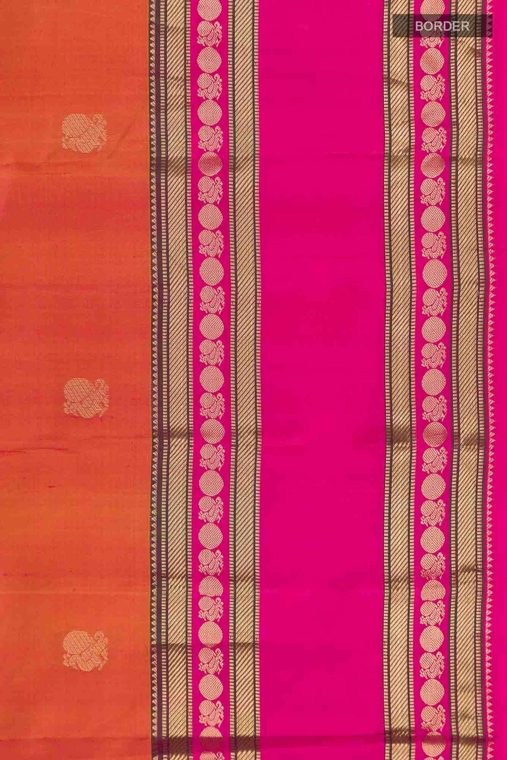 Pink with Mustard Dual Tone Kanchipuram Silk Saree