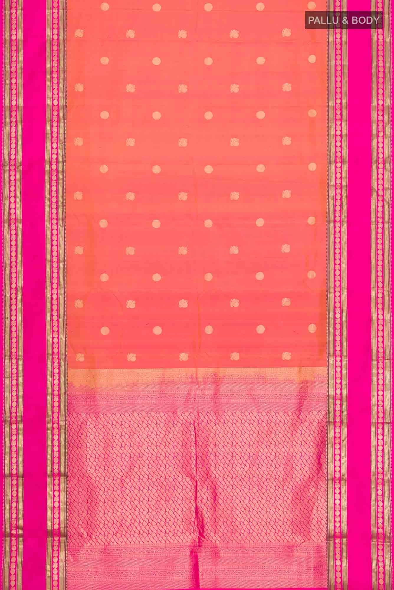 Pink with Mustard Dual Tone Kanchipuram Silk Saree